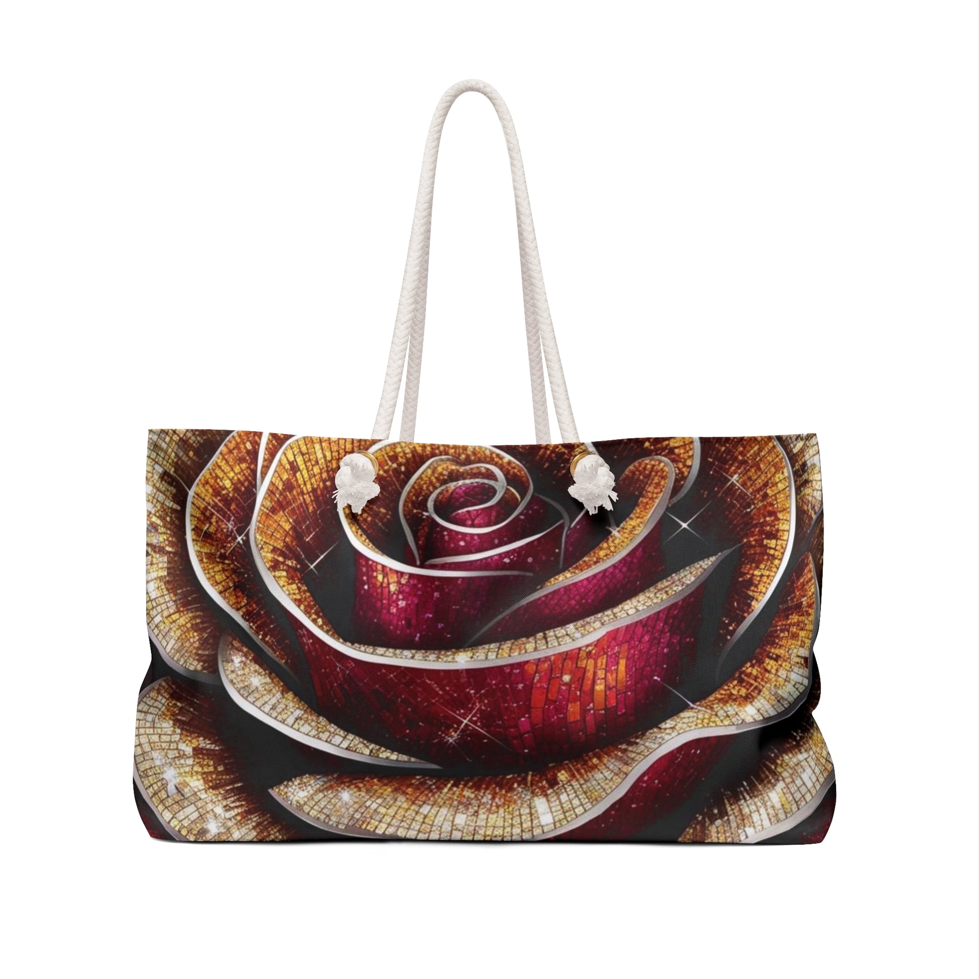 Elegant Rose Weekender Bag, Floral Travel Tote, Boho Beach Bag, Gift for Her, Carryall Carry-On Travel Bag, Weekend Getaway Essentials