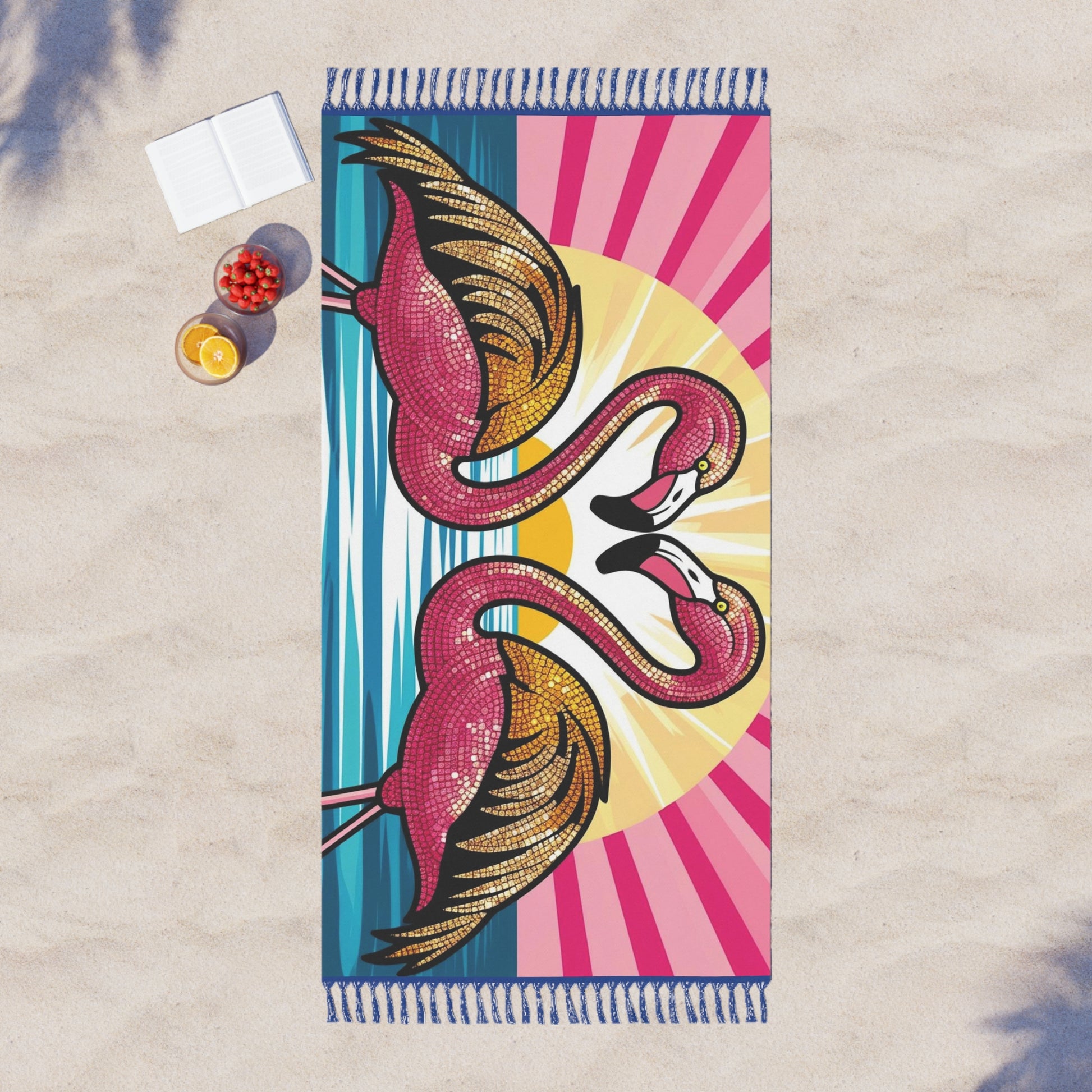 Boho Beach Towel featuring Flamingos, Perfect for Summer, Pool Day, Beach Vibes, Gifts for Beach Lovers, Tropical Decor