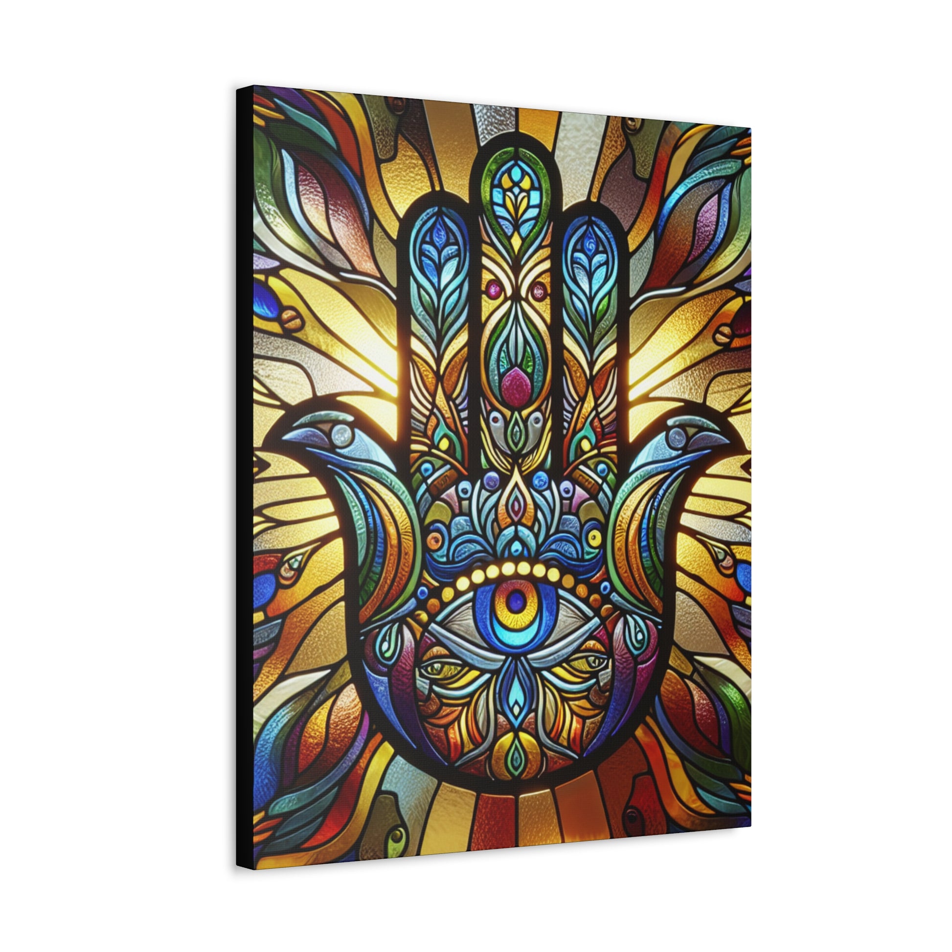 Colorful Hamsa Hand Stretched Canvas Print | Home Decor Art, Spiritual Gift, Wall Art, Bohemian Style, Meditation Decor