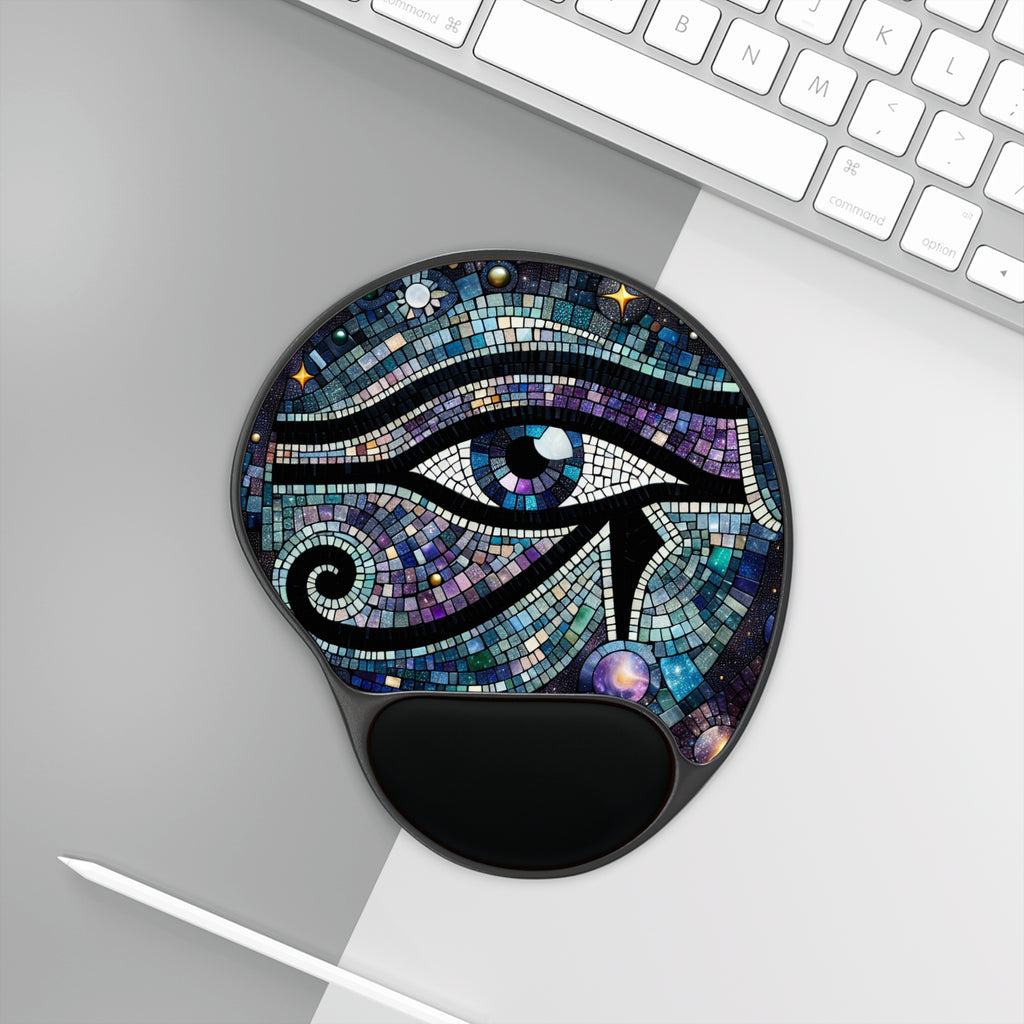 Mosaic Eye Mouse Pad, Cosmic Desk Accessory, Ergonomic Wrist Rest, Computer Gift for Gamers, Astrology Decor, Office Essentials