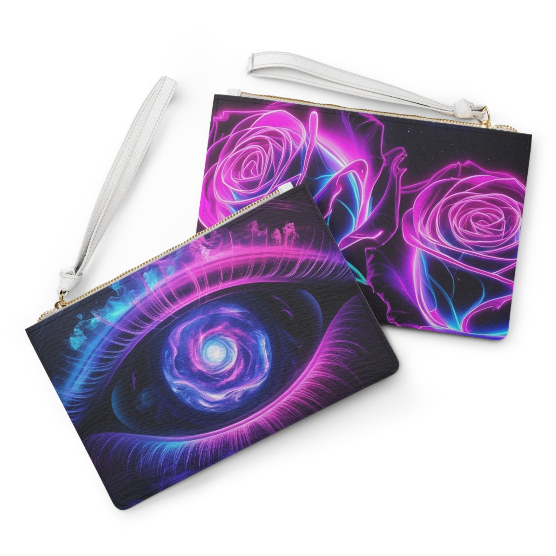 Mystical Eye Clutch Bag - Boho Chic Accessory for Festivals, Night Out, Gifts, Cosmic Vibes, Neon Rose Style
