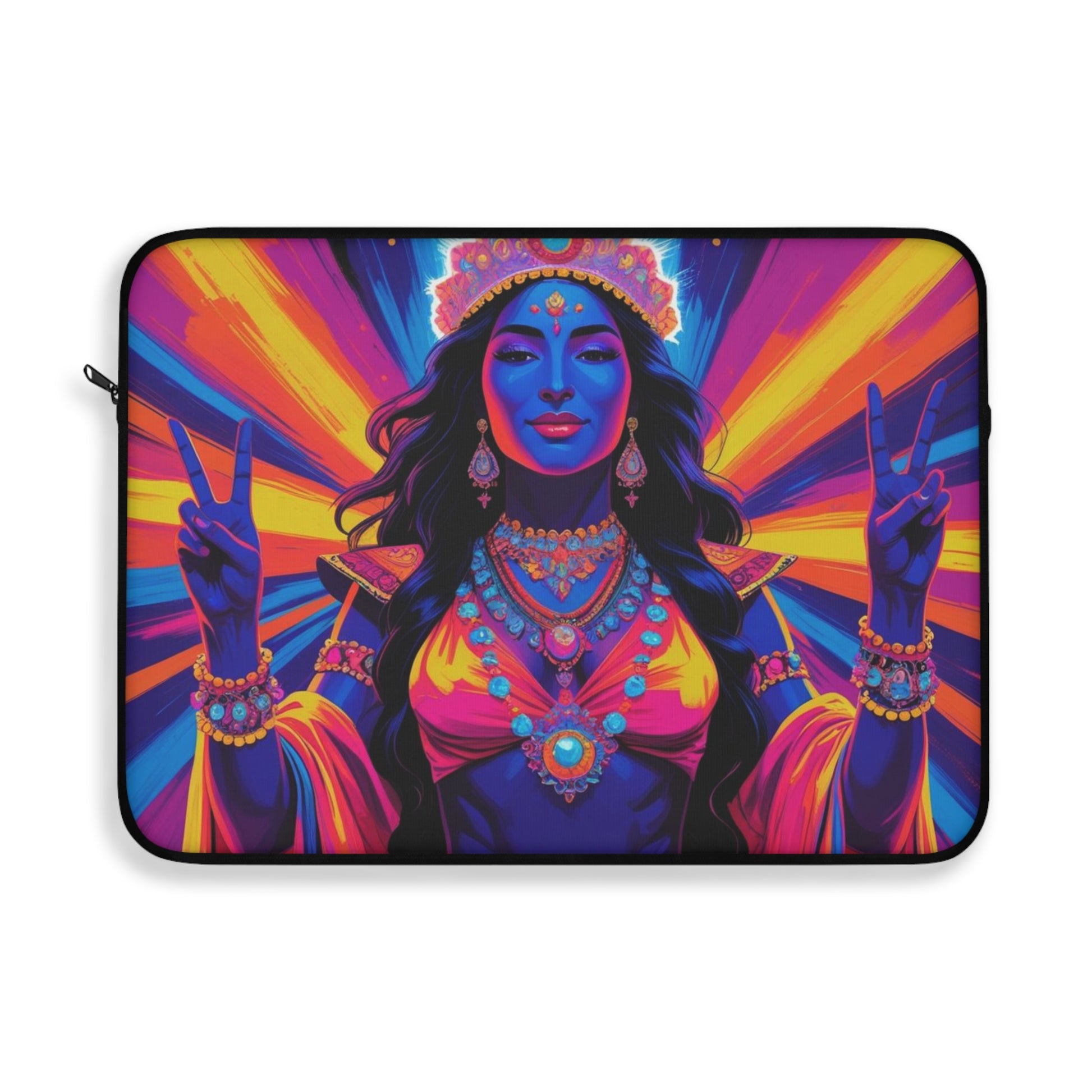 Vibrant Goddess Laptop Sleeve, Bohemian Tech Case, Colorful Artsy Computer Sleeve, Festive Laptop Bag, Unique Gift for Her
