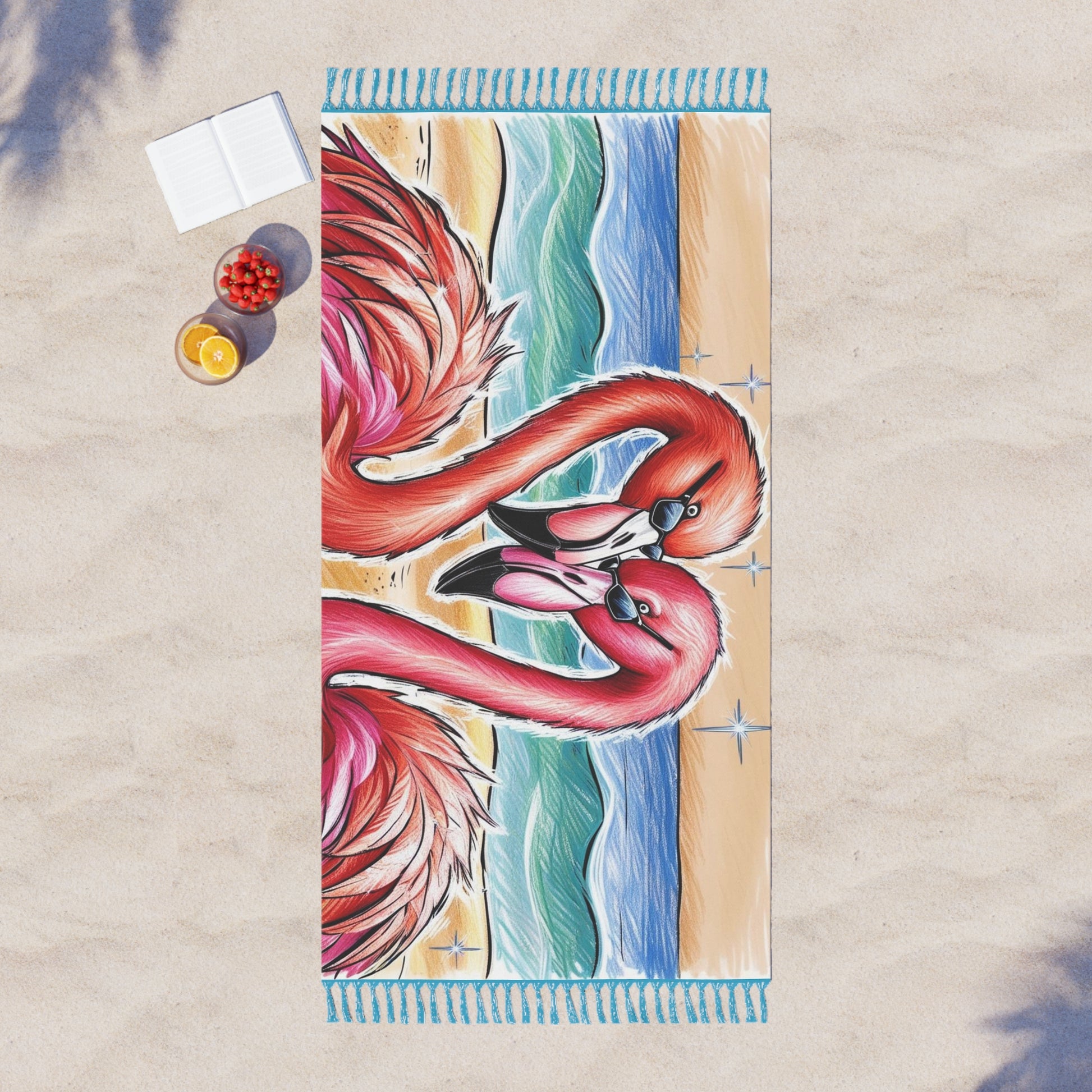 Boho Beach Towel, Tropical Flamingo Design, Outdoor Picnic Blanket, Swim Cover-Up, Summer Gift, Beach Decor
