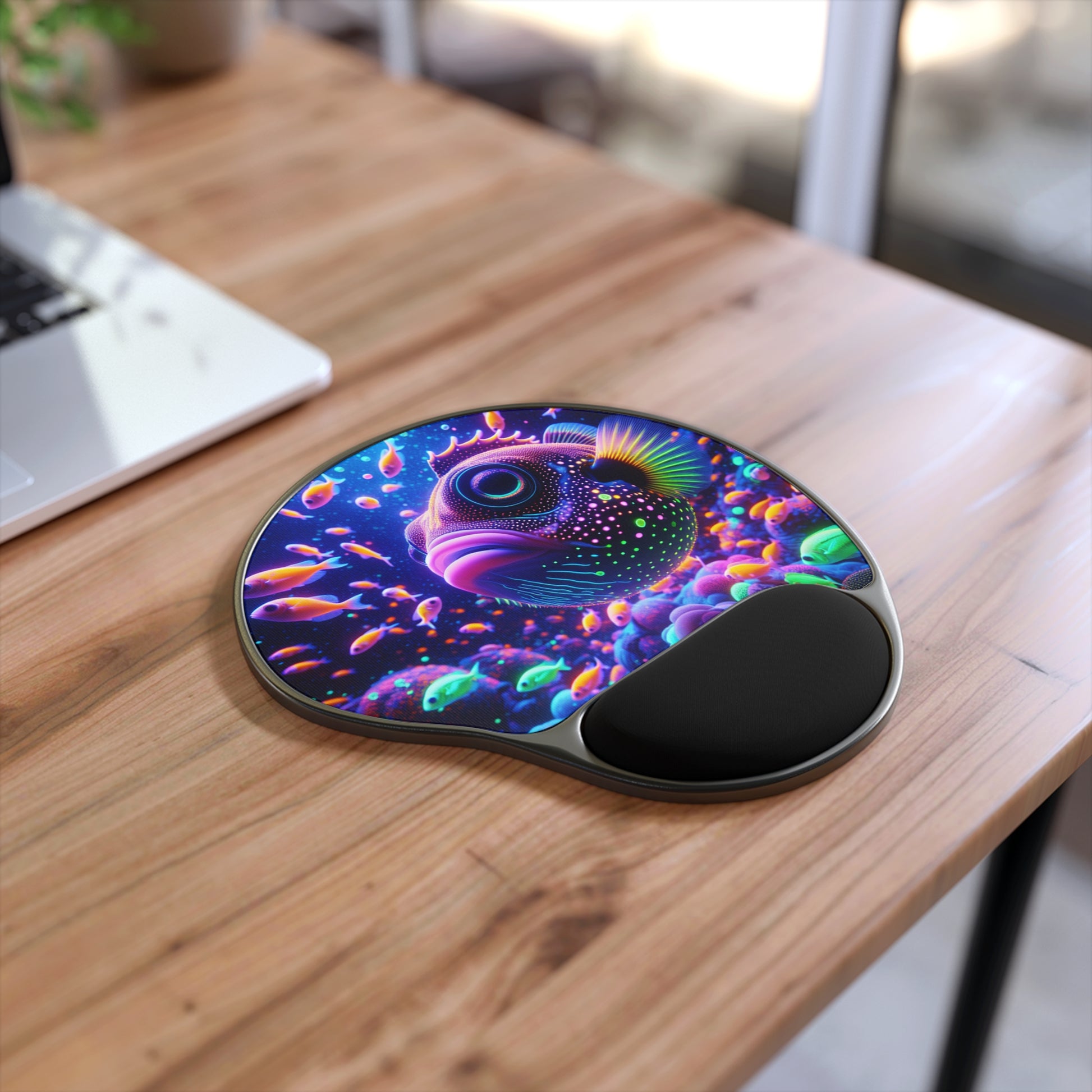 Vibrant Fish Mouse Pad with Wrist Rest | Colorful Desk Accessory for Gamers, Office Decor, Unique Gifts, Fish Lovers, Home Office