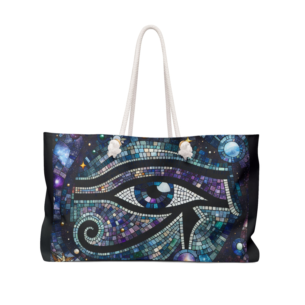 Mosaic Eye Weekender Bag, Boho Travel Tote, Beach Bag, Yoga Weekend Bag, Spiritual Gifts, Weekend Getaway Essentials, Carryall Carry-On Tote