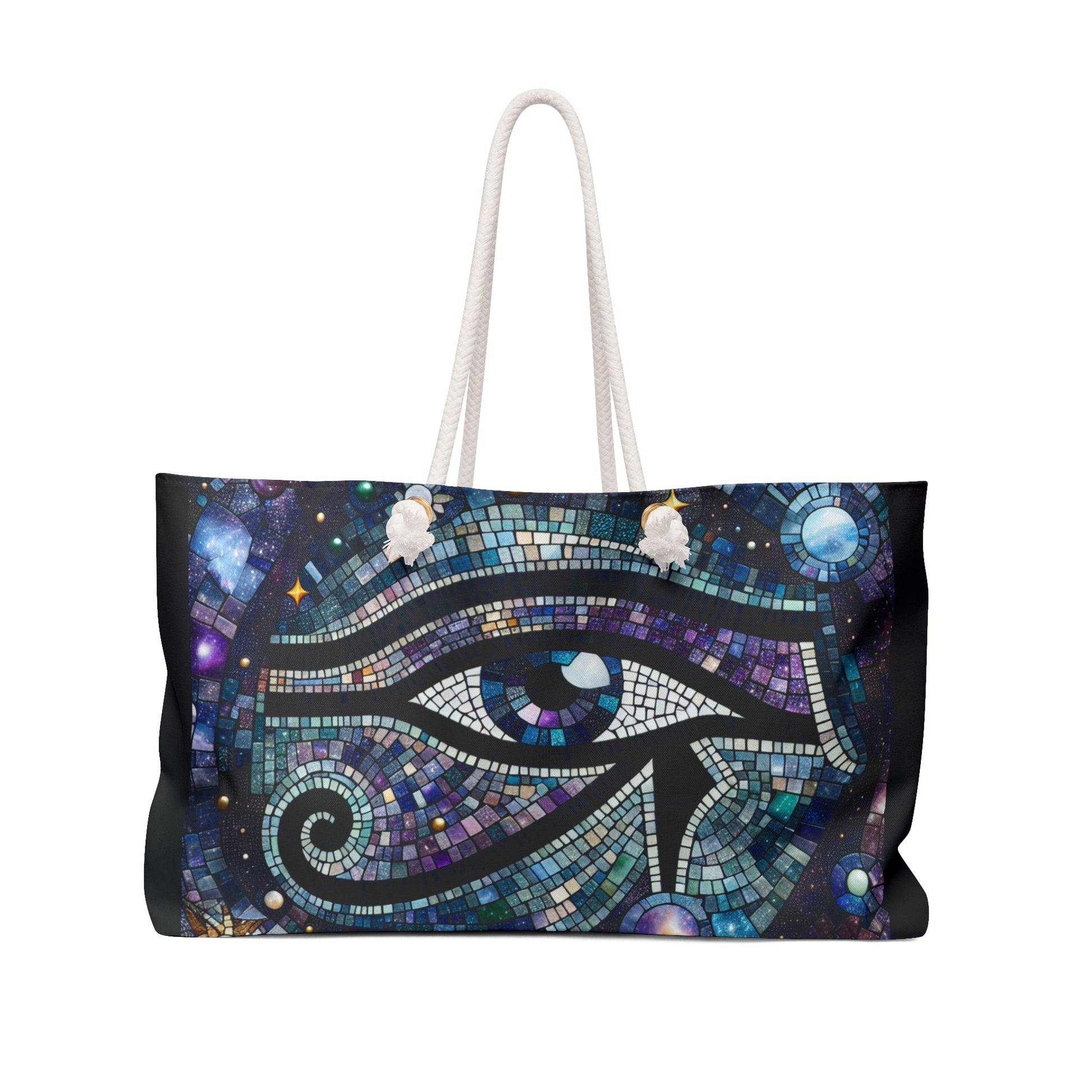 Mosaic Eye Weekender Bag, Boho Travel Tote, Beach Bag, Yoga Weekend Bag, Spiritual Gifts, Weekend Getaway Essentials, Carryall Carry-On Tote
