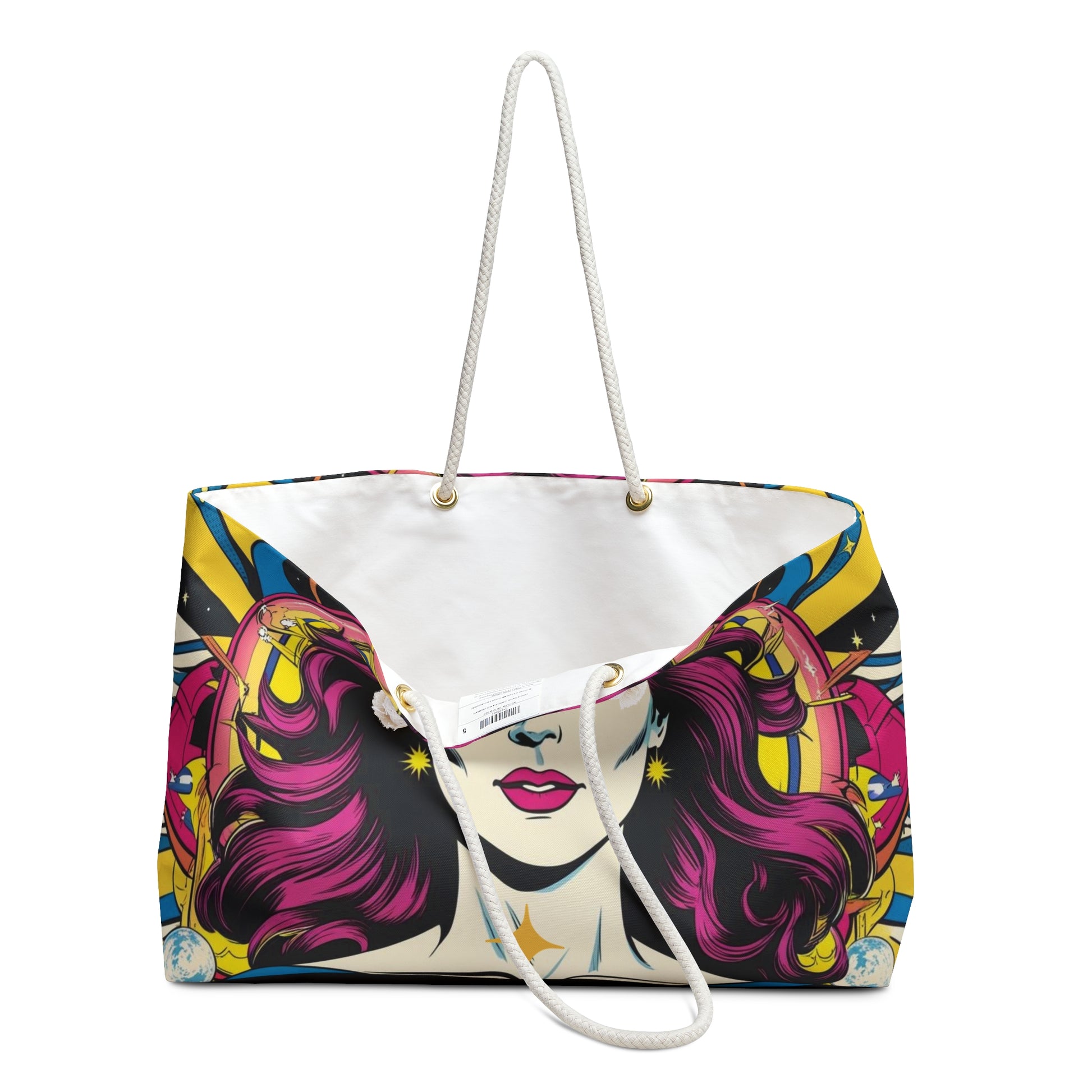 Cosmic-Chic Superhero Weekender Bag, Stylish Tote for Travel, Gym Bag, Beach Bag, Gift for Superhero Fans, Vintage Pop Art Design