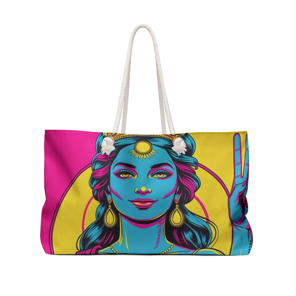 Vibrant Goddess Weekender Bag - Bohemian Tote, Travel Bag, Beach Bag, Yoga Bag, Festival Accessory