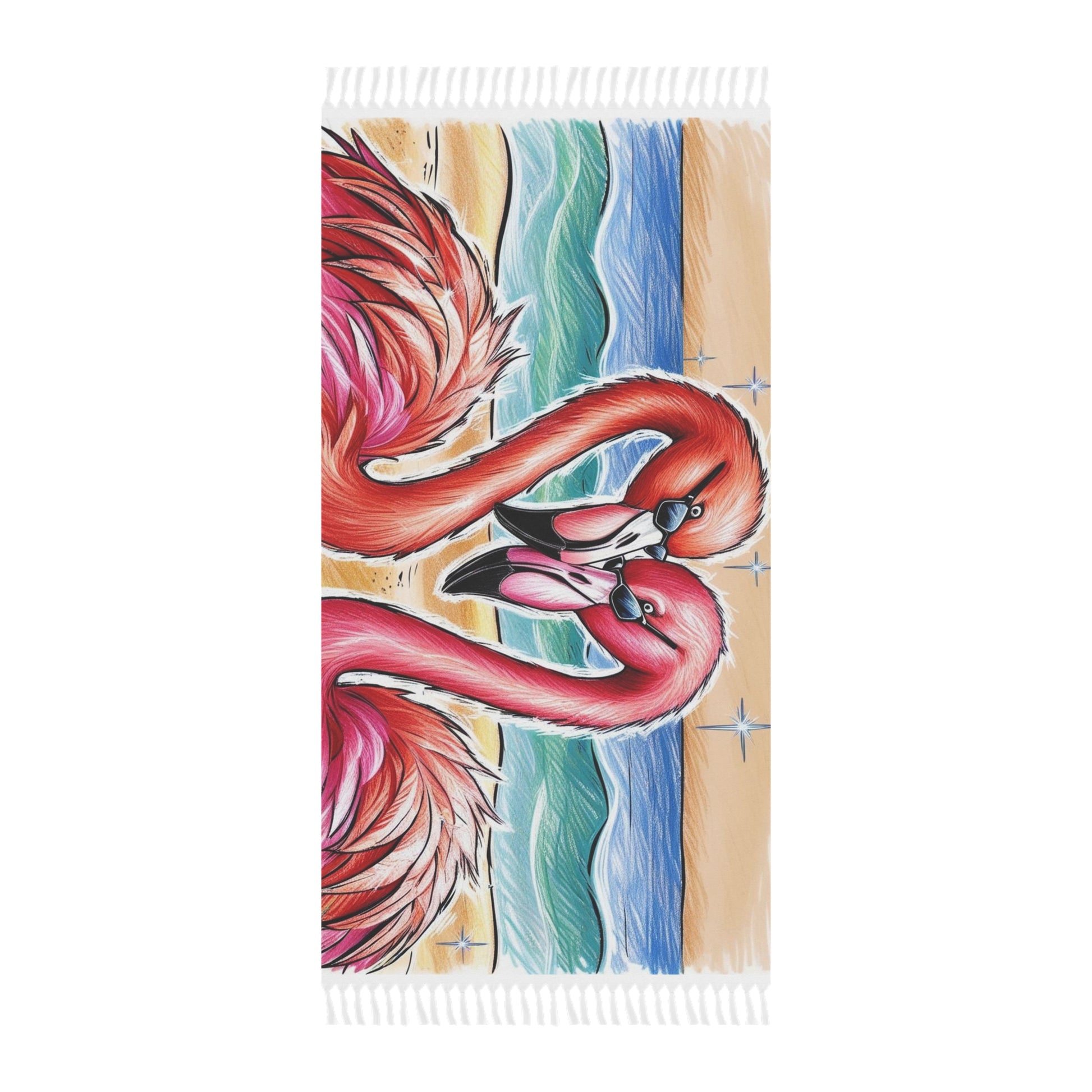 Boho Beach Towel with Flamingos, Beach Day Essential, Bohemian Poolside Decor, Summer Gift, Tropical Vibe, Picnic Blanket