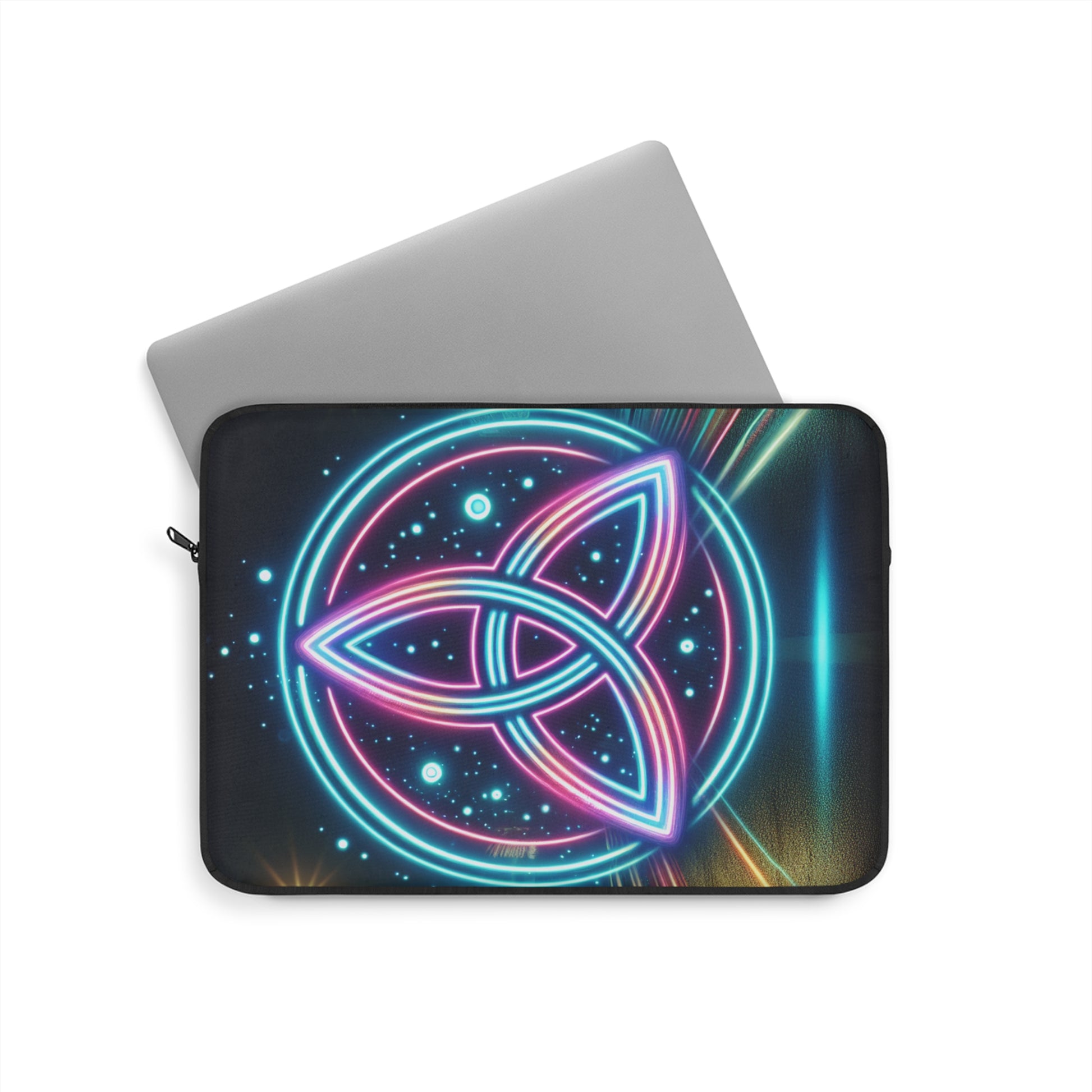 Neon Triskelion Laptop Sleeve | Unique Tech Gift, Modern Laptop Case, Artistic Computer Cover, Bohemian Accessories