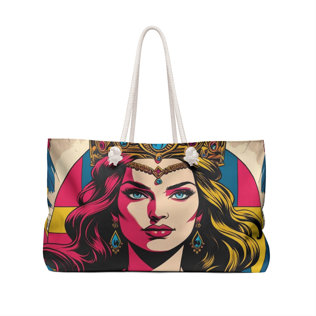 Stylish Canvas Weekender Bag with Colorful Iconic Design, Travel Tote, Gym Bag, Beach Bag, Overnight Bag, Gift for Her