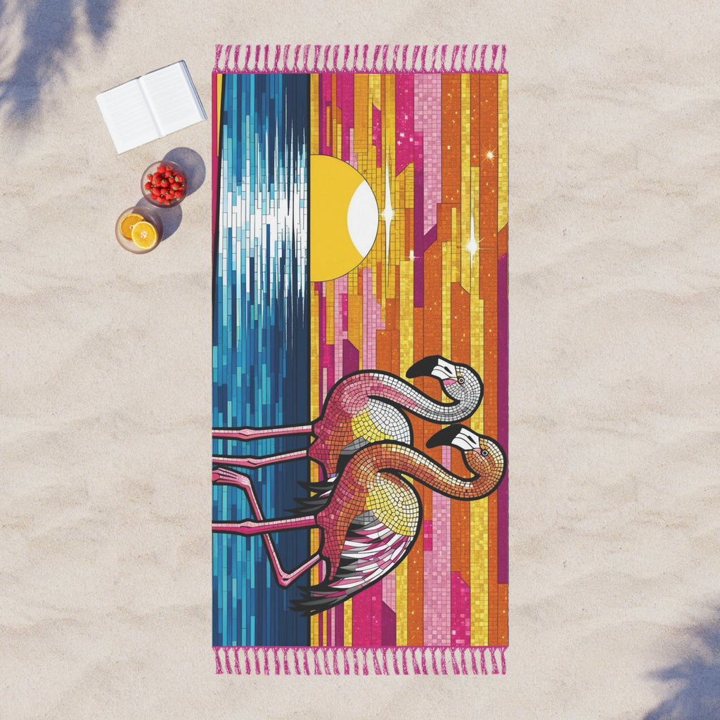 Boho Beach Towel with Tropical Flamingos, Summer Essentials, Beach Day Towels, Bohemian Decor, Gifts for Beach Lovers