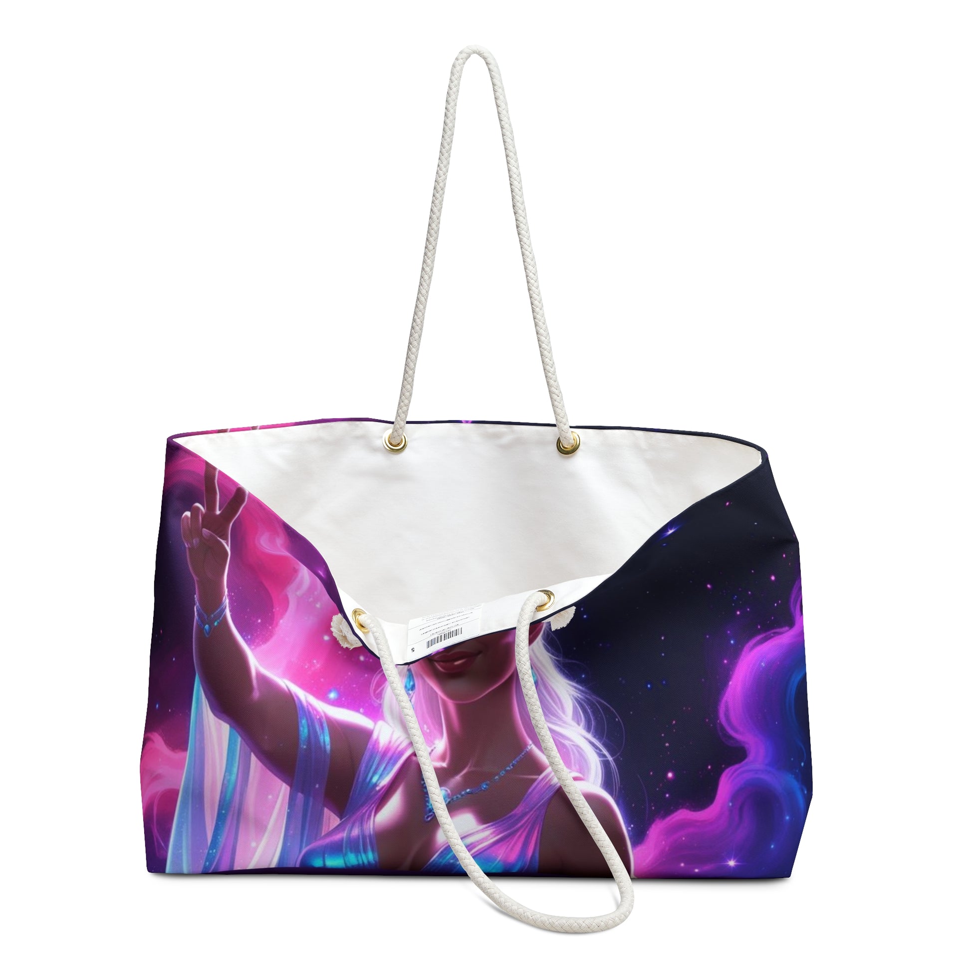 Cosmic Goddess Weekender Bag - Boho Travel Tote for Weekend Getaways, Festival Bag, Yoga, Beach Travel, Cosmic Art Bag