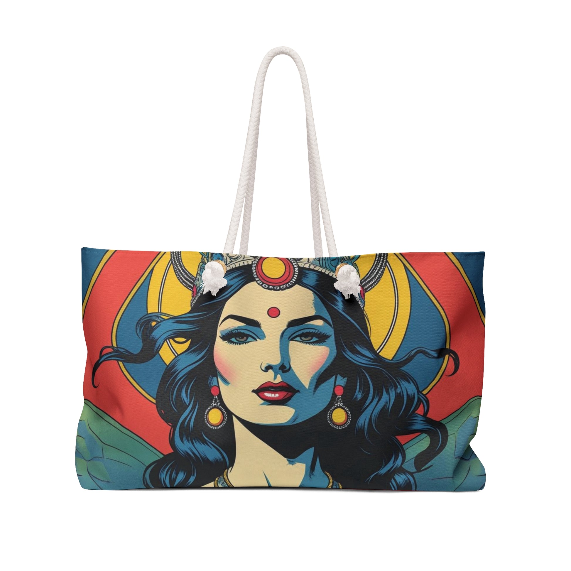 Spiritual Weekender Bag with Goddess Design, Travel Tote for Beach, Yoga, Gym, Festival, Weekend Getaways