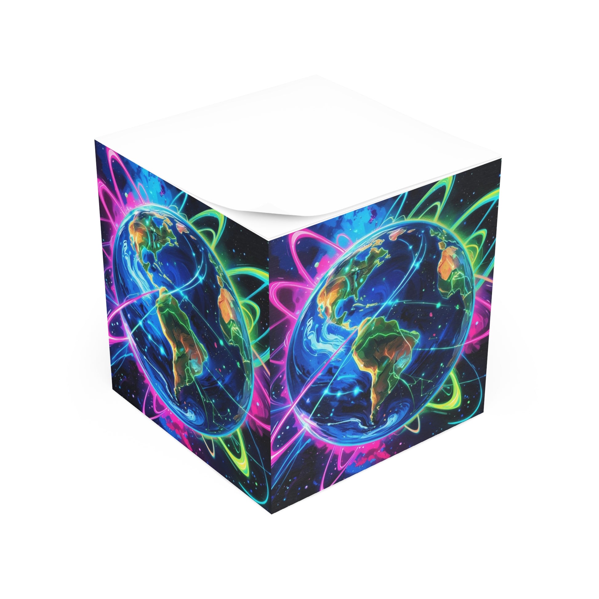 Neon Galaxy Note Cube - Cosmic Desk Decor, Office Organization, Colorful Stationery, Gift for Students, Astronaut Enthusiasts
