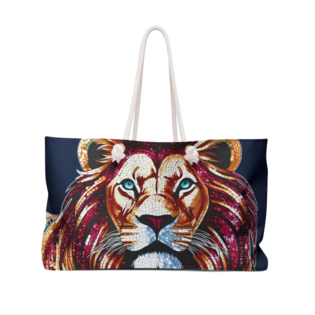 Majestic Lion Weekender Bag - Bold Carry-On Travel Tote, Animal Lover Gift, Summer Vacation, Beach Bag, Unique Handmade Bag