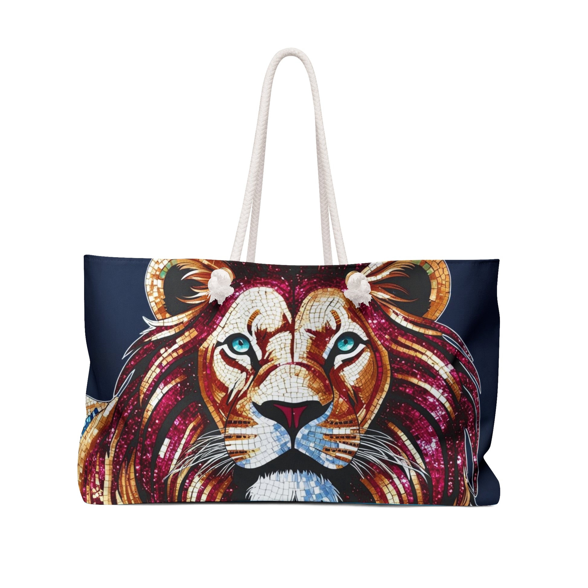 Majestic Lion Weekender Bag - Bold Carry-On Travel Tote, Animal Lover Gift, Summer Vacation, Beach Bag, Unique Handmade Bag