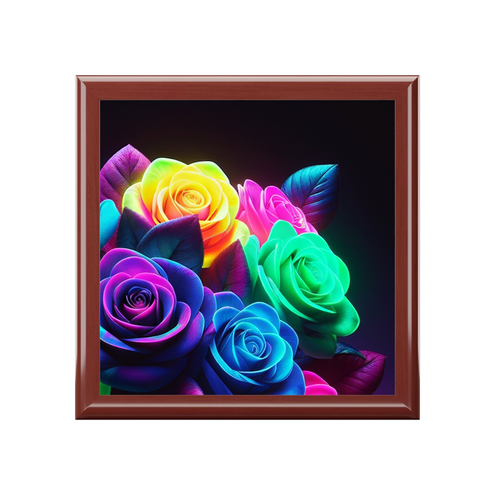 Colorful Floral Jewelry Box with Rose Design, Gift for Her, Home Decor, Wedding Keepsake, Unique Storage