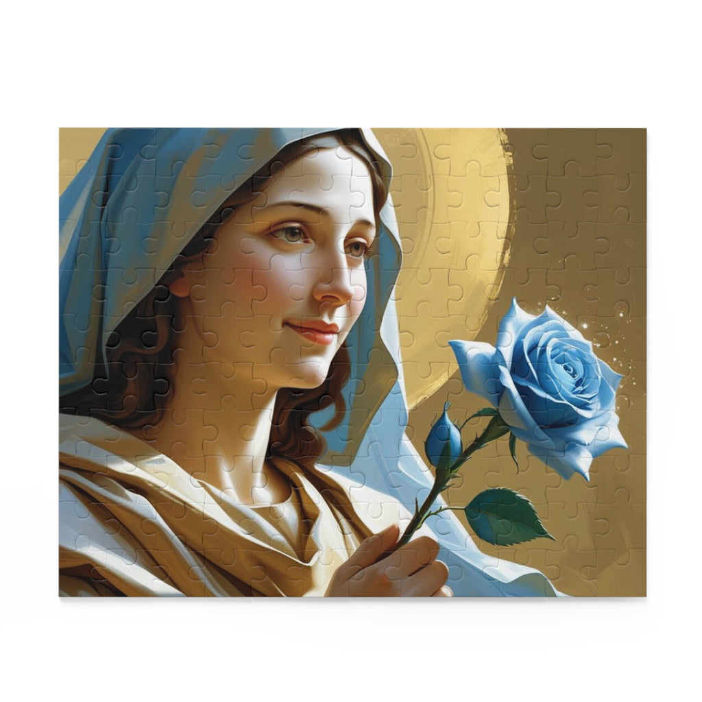 Serene Divine Mary & Her Blue Rose Puzzle (120, 252, 500-Piece) | Religious art, Gift for believers, Home decor, Family activity, Inspirational puzzle