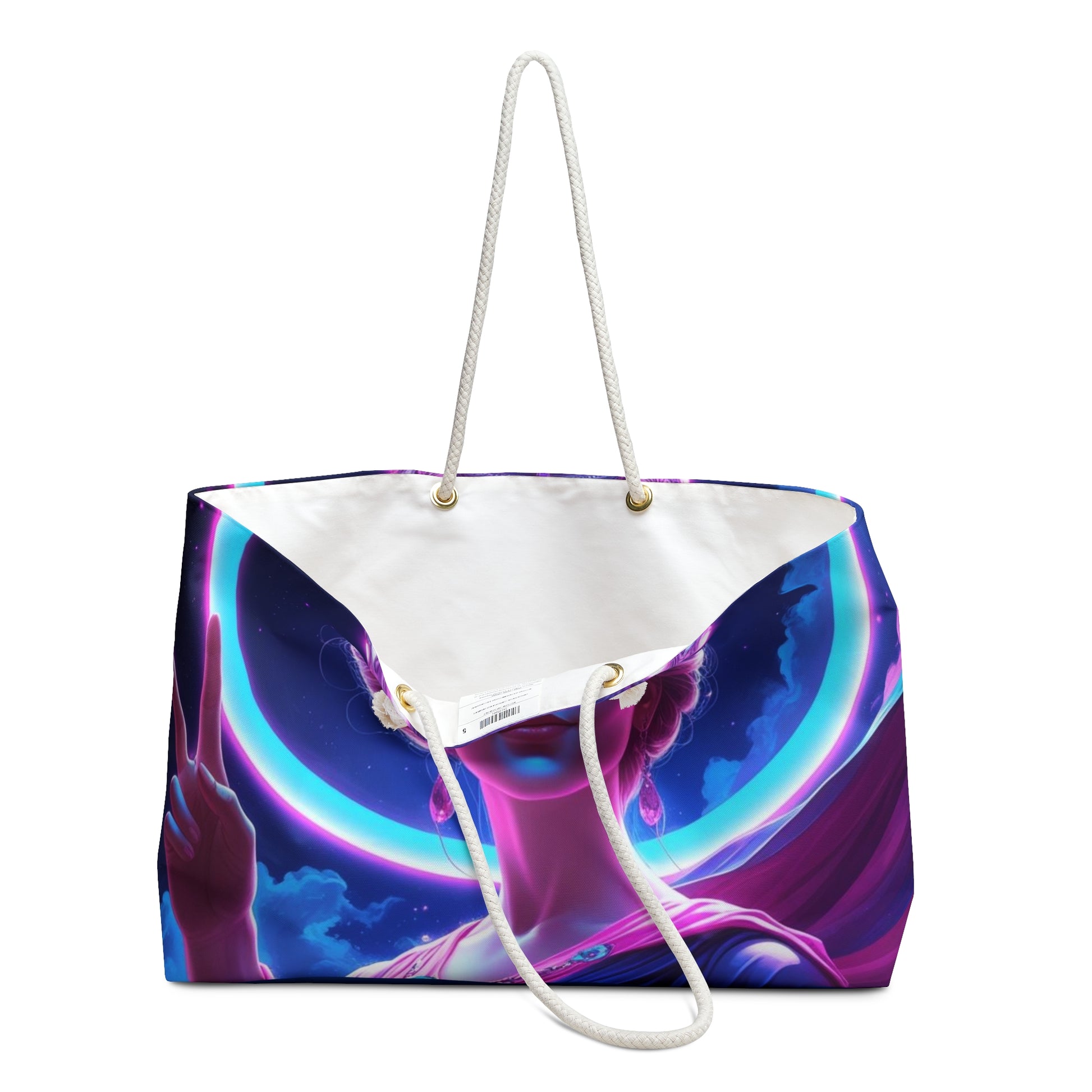 Celestial Goddess Weekender Bag, Boho Travel Tote, Astrology Weekend Bag, Cosmic Beach Bag, Lunar Retreat Essentials