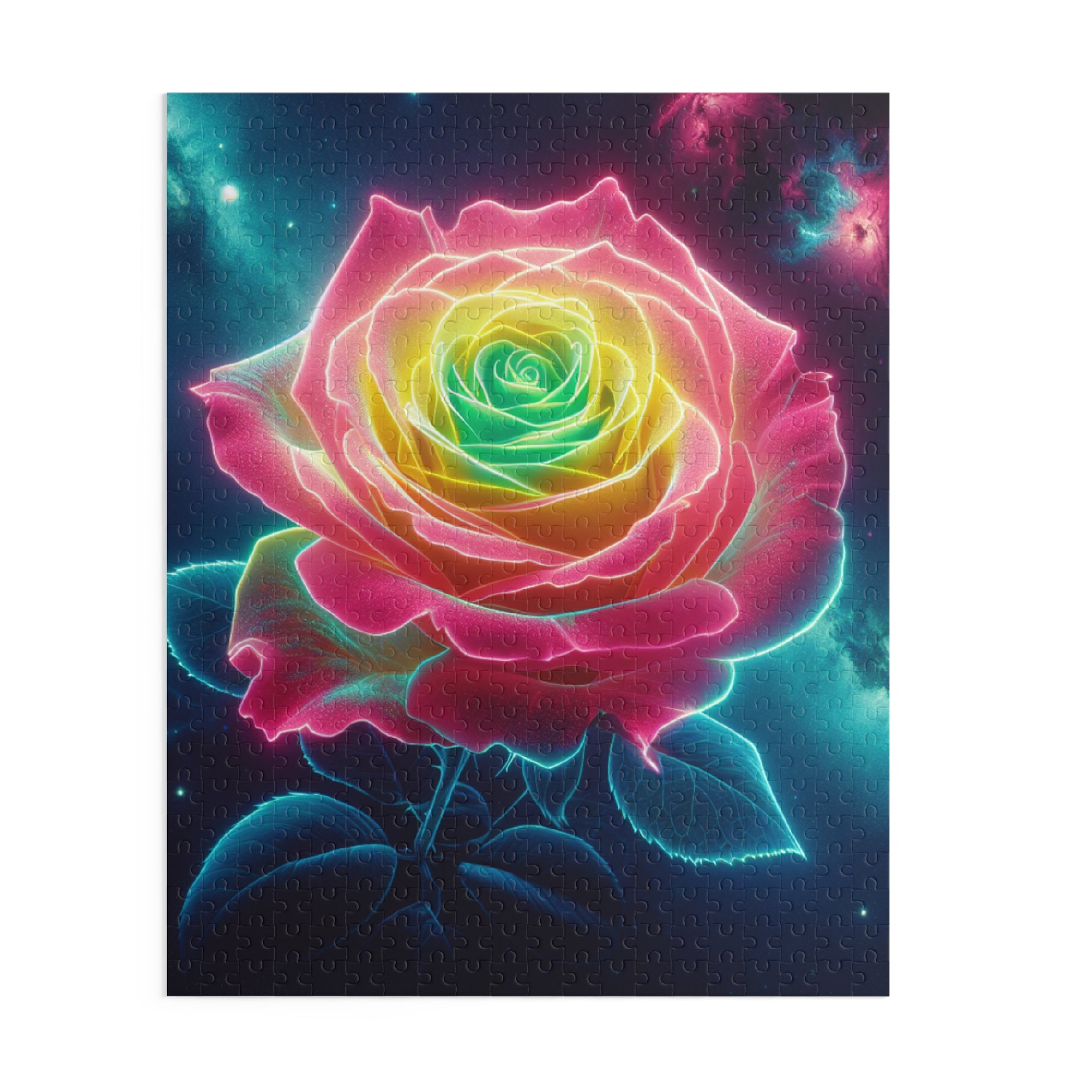 Neon Rose Puzzle - 120, 252, 500-Piece, Colorful Home Decor, Gift for Flower Lovers, Unique Puzzle, Relaxing Activity, Fun Family Game