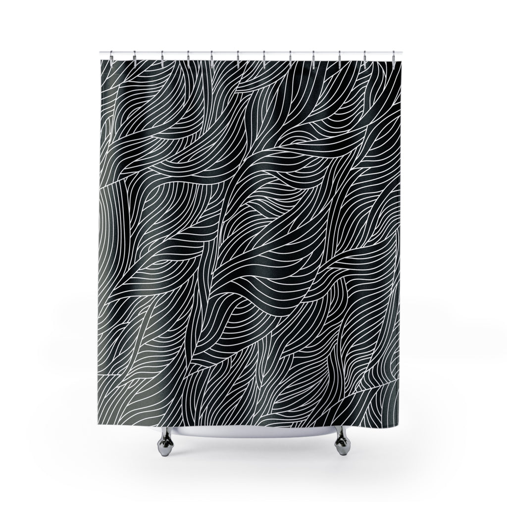 Chic Abstract Shower Curtain, Modern Home Decor, Bathroom Accessory, Gift for Her, Minimalist Style, Leaf Pattern Design