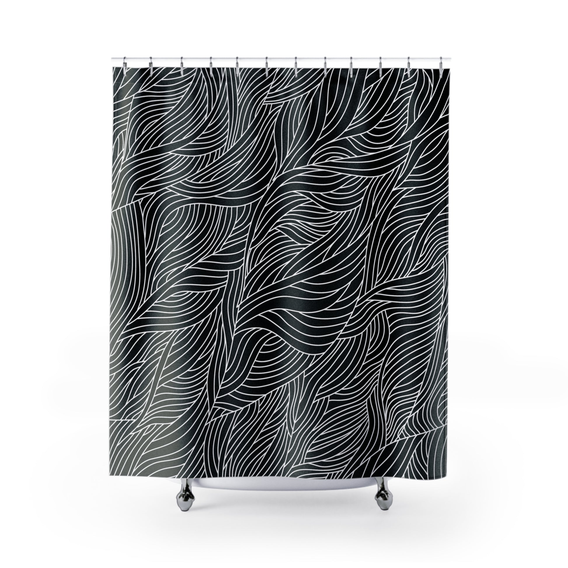 Chic Abstract Shower Curtain, Modern Home Decor, Bathroom Accessory, Gift for Her, Minimalist Style, Leaf Pattern Design