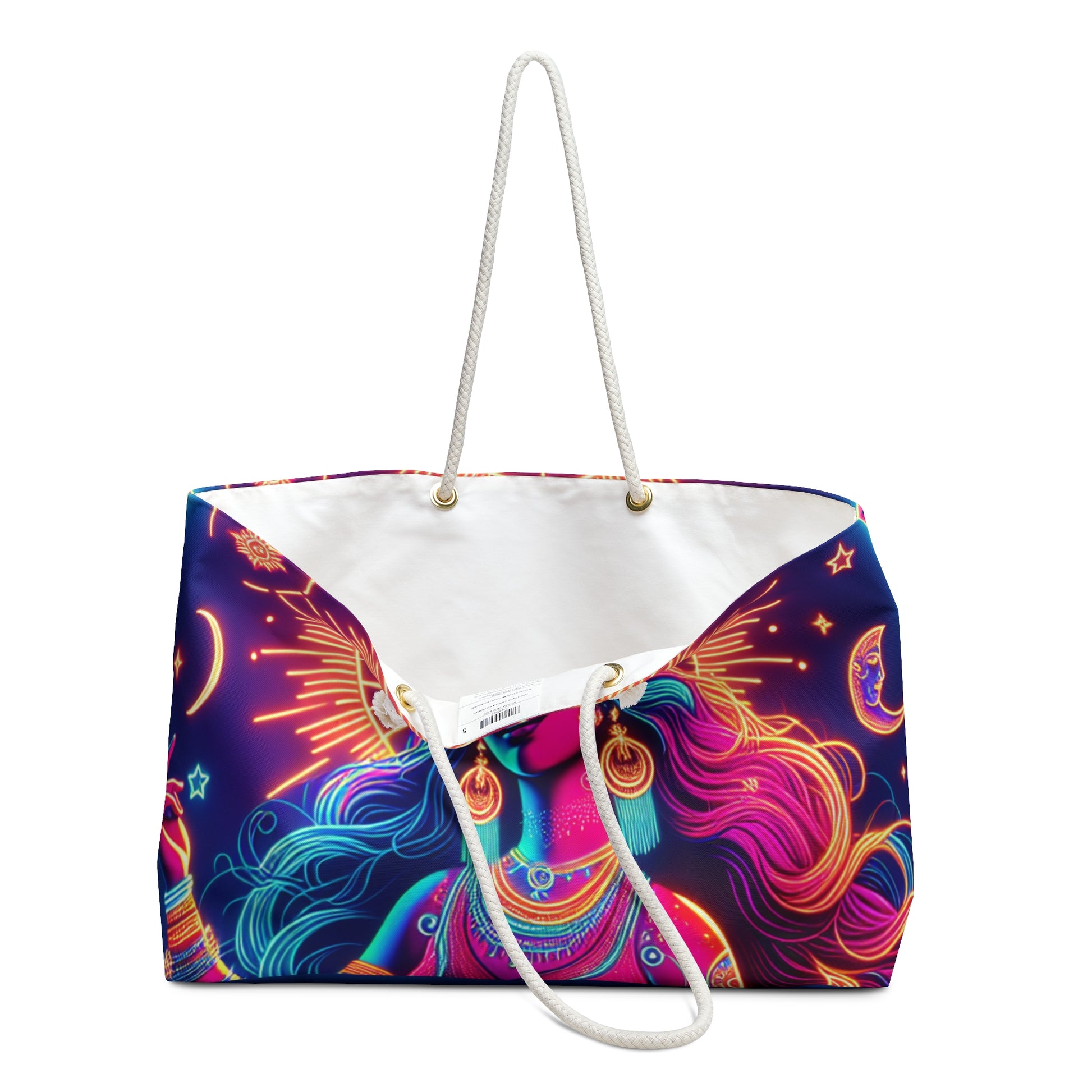 Vibrant Goddess Weekender Bag, Boho Travel Tote, Colorful Beach Bag, Festival Weekender, Yoga Retreat Accessory