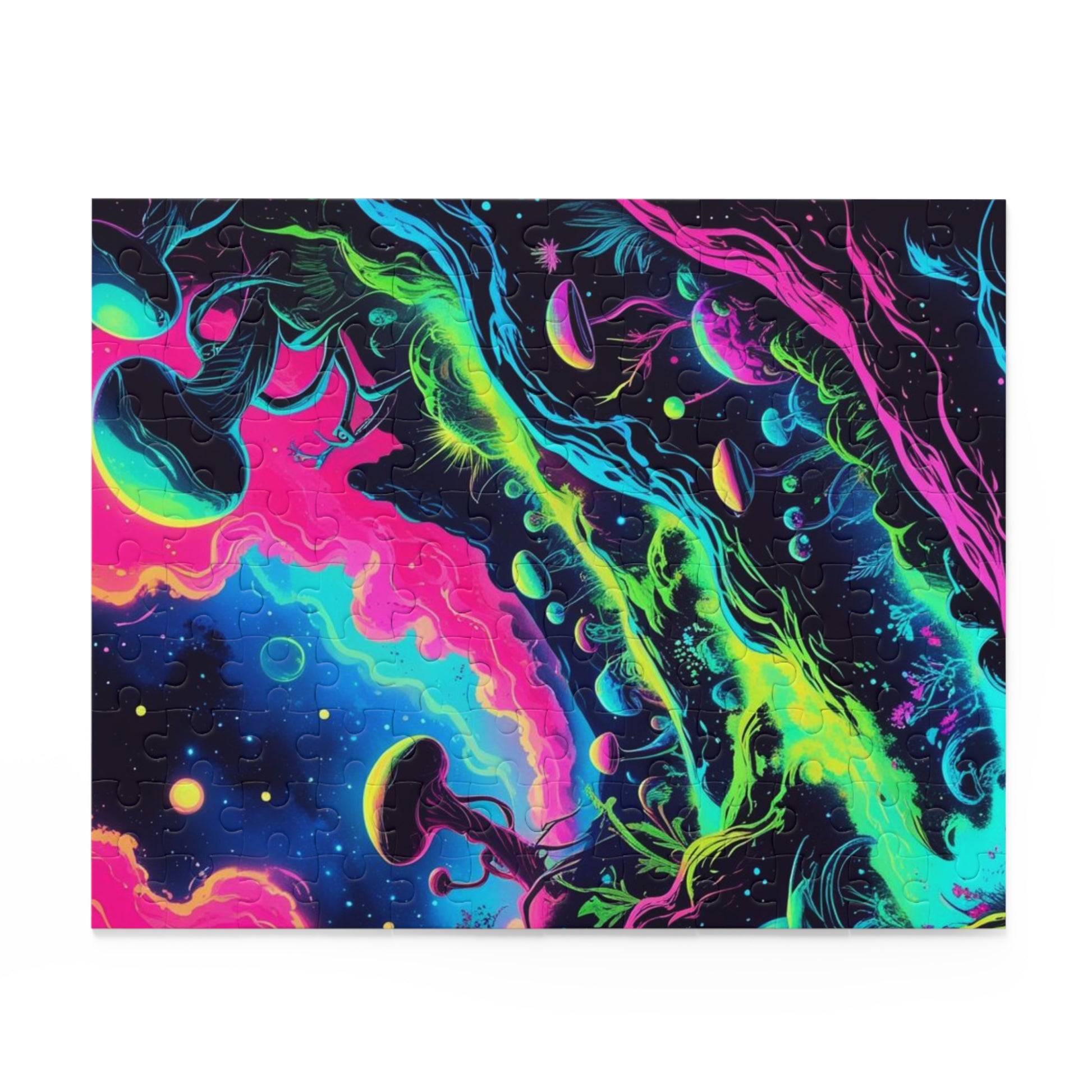 Cosmic Mushroom Puzzle, Vibrant Jigsaw for Game Night, Space-Themed Gift, Family Fun Activity, Psychedelic Decor
