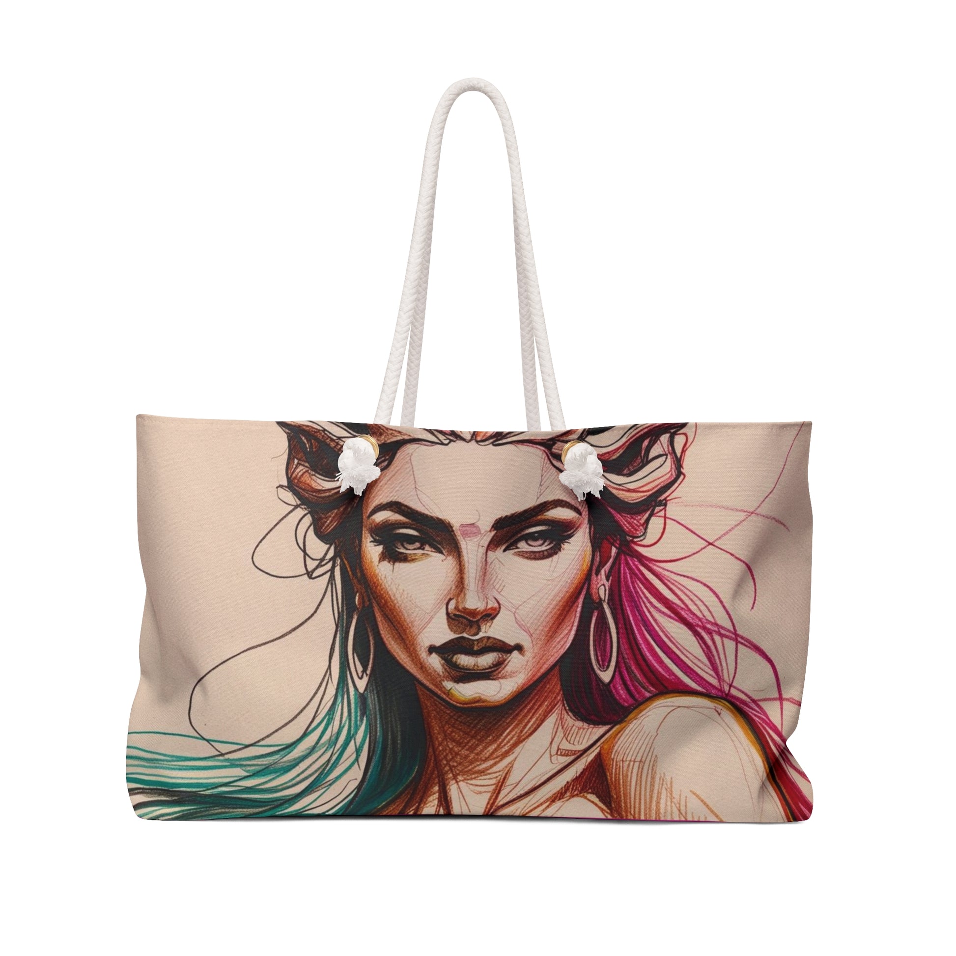 Boho Weekender Bag, Artistic Free Spirit Tote, Divine Feminine Overnight Bag, Chic Travel Duffel, Unique Weekend Getaway Carry-On, Stylish