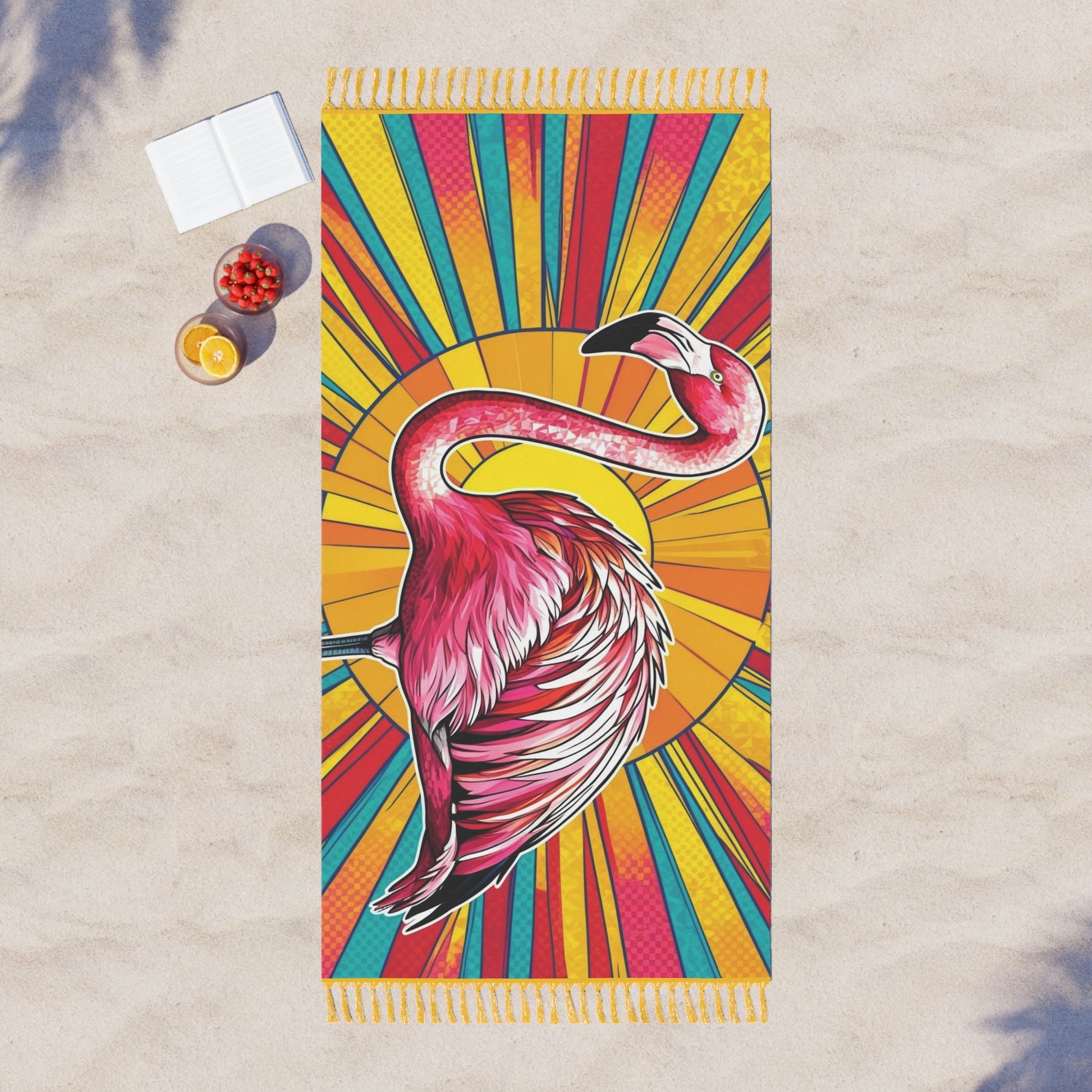 Boho Beach Towel - Vibrant Flamingo Design, Perfect for Summer, Poolside, Vacation, Gift for Beach Lovers, Tropical Decor