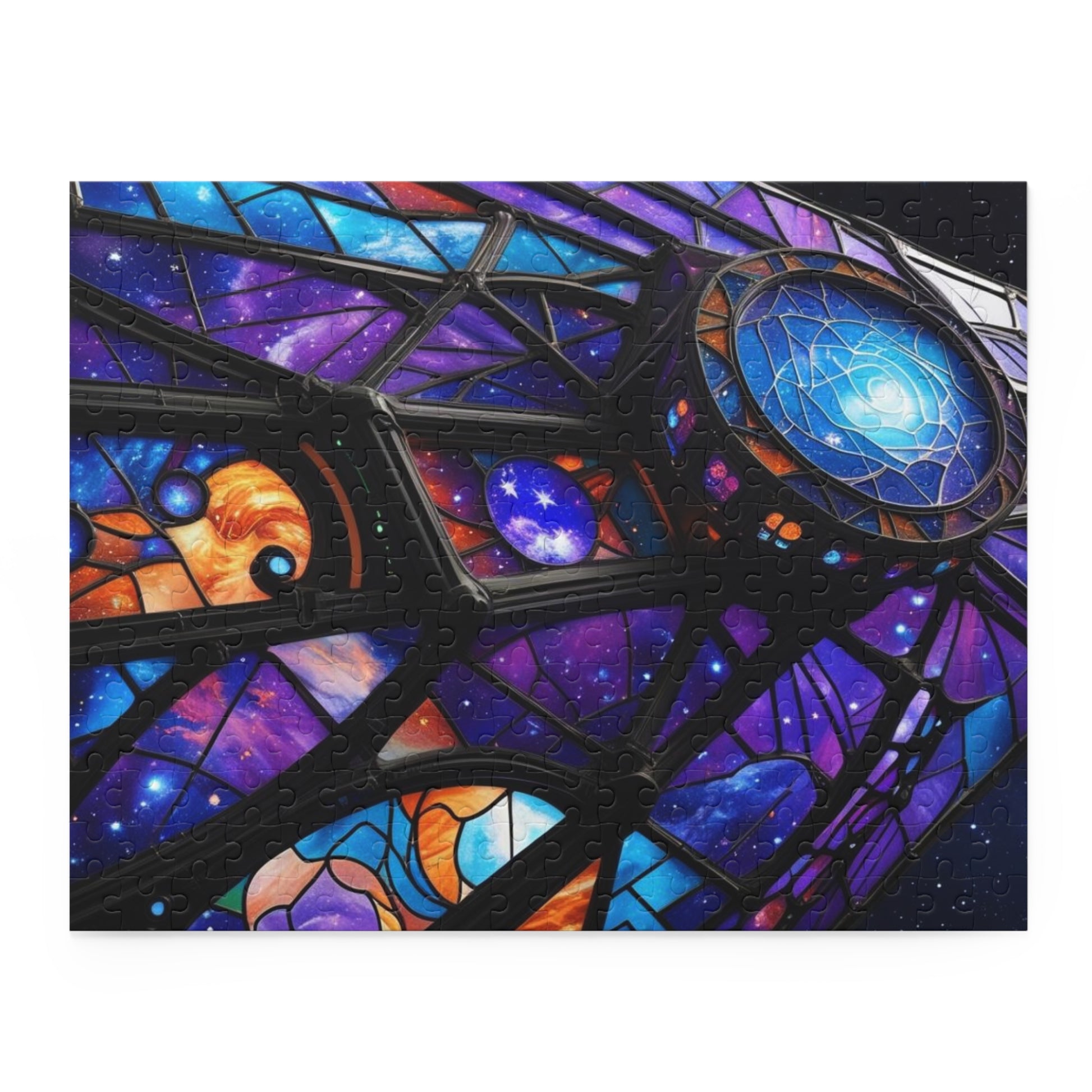 Galactic Stained Glass Spaceship Puzzle - Perfect for Space Lovers, Family Fun, Gifts, Home Décor, and Celebrations