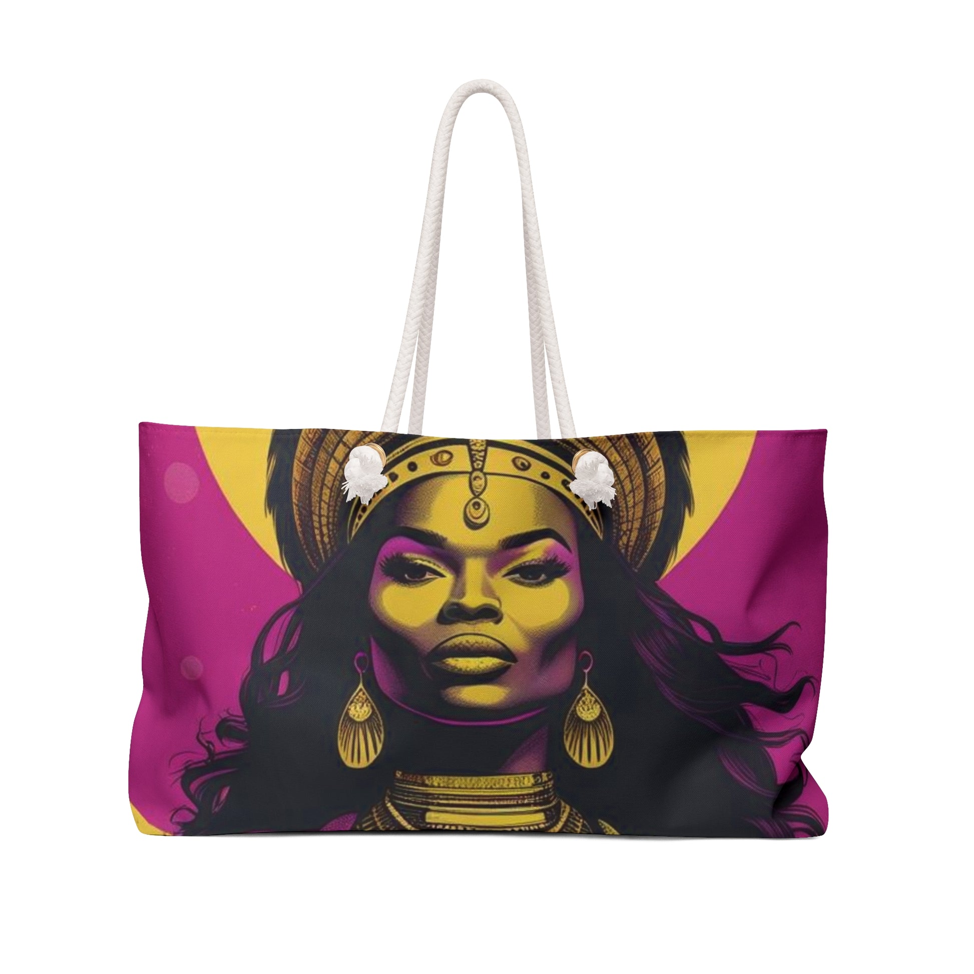 Vibrant Divine Feminine Boho Weekender Bag - Travel Tote, Beach Bag, Gift for Her, Festival Accessory, Bohemian Style, Gift for Her