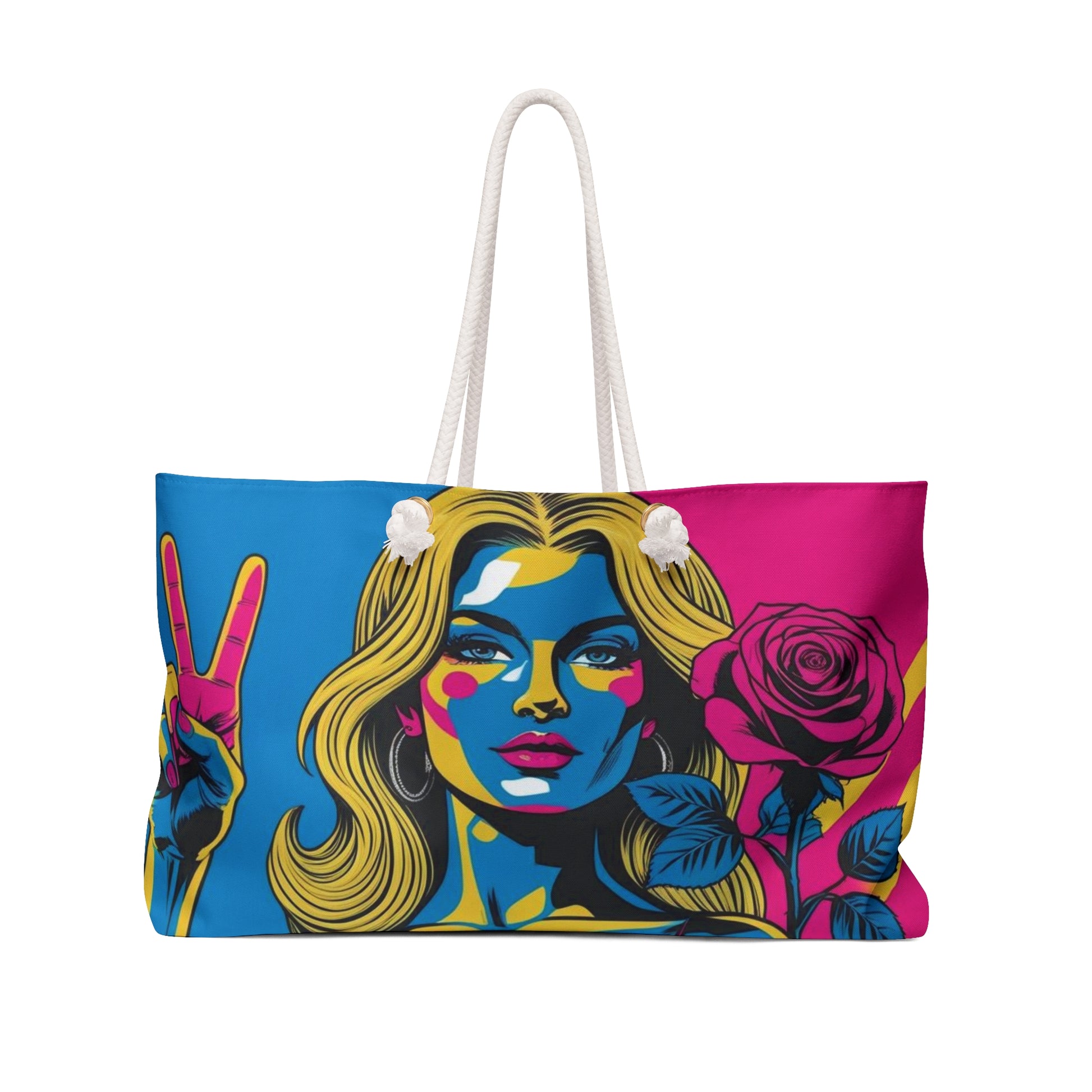 Vibrant Pop Art Weekender Bag, Stylish Travel Tote, Beach Bag, Chic Carryall, Unique Gift for Her, Artsy Weekend Getaway Essential