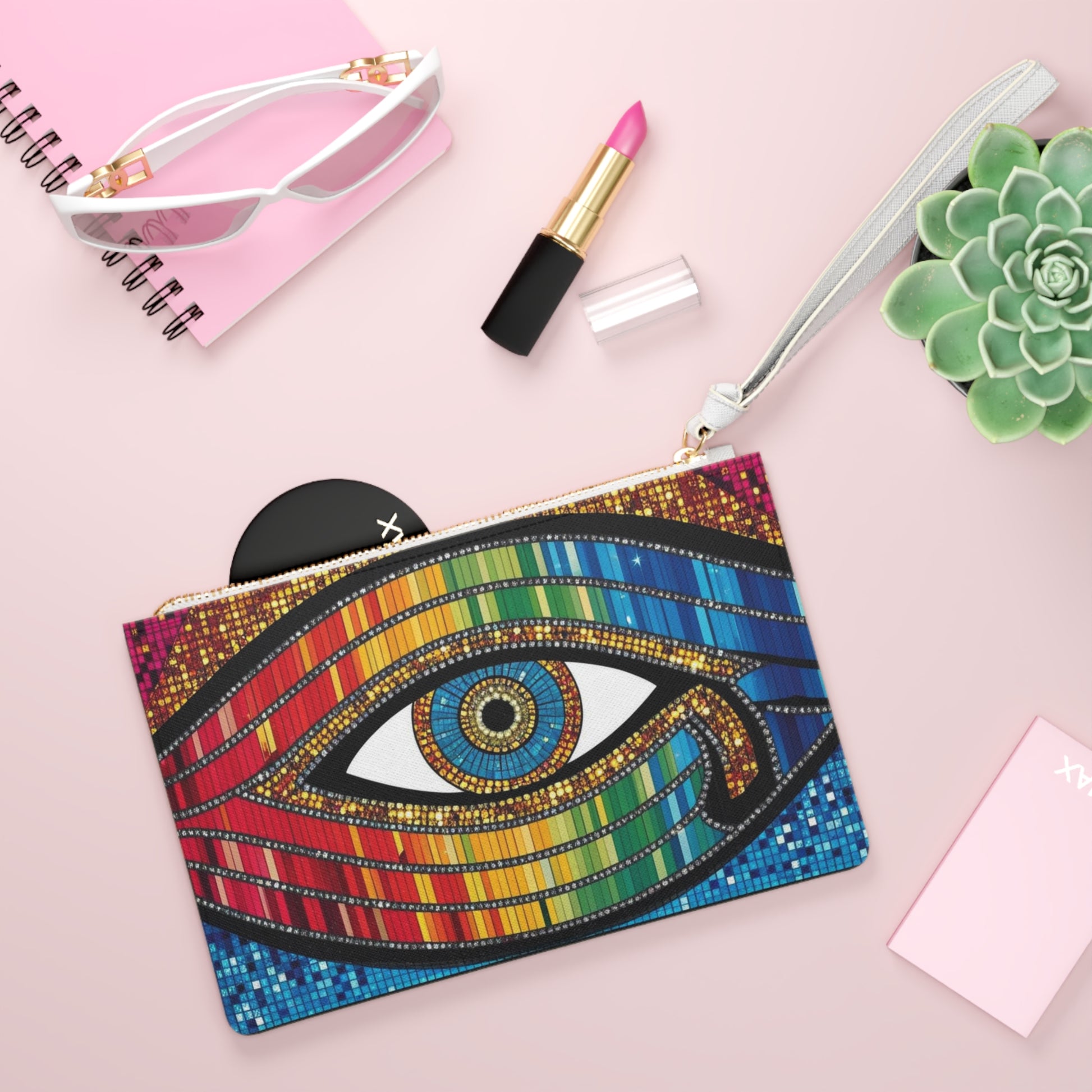 Colorful Eye Pattern Clutch Bag | Bohemian Accessory, Trendy Evening Purse, Unique Gift, Festival Fashion, Statement Accessory