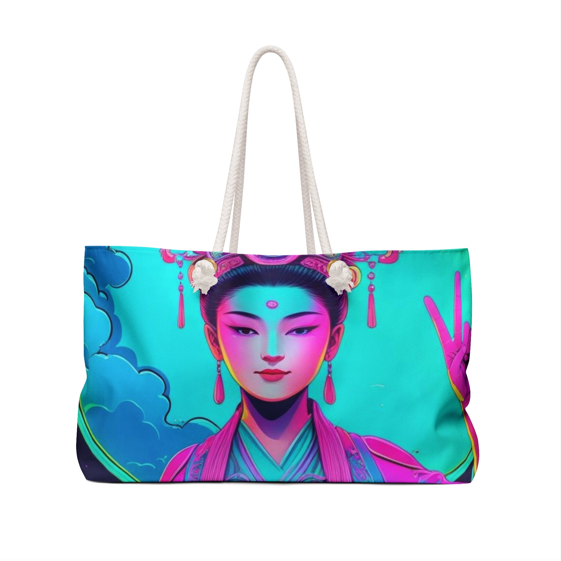 Vibrant Art Weekender Bag, Divine Feminine Boho Tote for Travel, Beach, Gym, Dreamy Gift, Fashionable Weekend Bag
