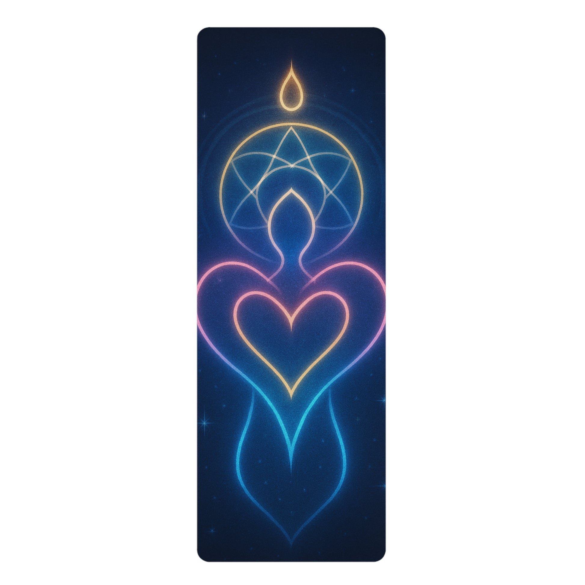 Illuminated Heart Yoga Mat, Non-Slip Exercise Pad, Meditation Mat, Fitness Gift, Spiritual Workout Accessory