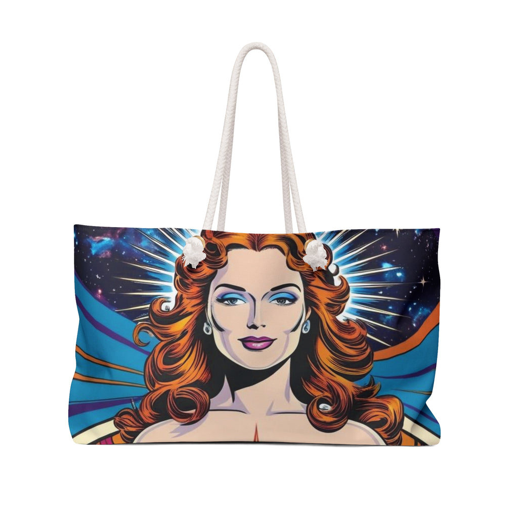 Vibrant Cosmic Pop Art Weekender Bag, Handbag, Travel Tote, Pool Bag, Beach Bag, Astrology Gift, Boho Chic, Carryall Carry-On Tote