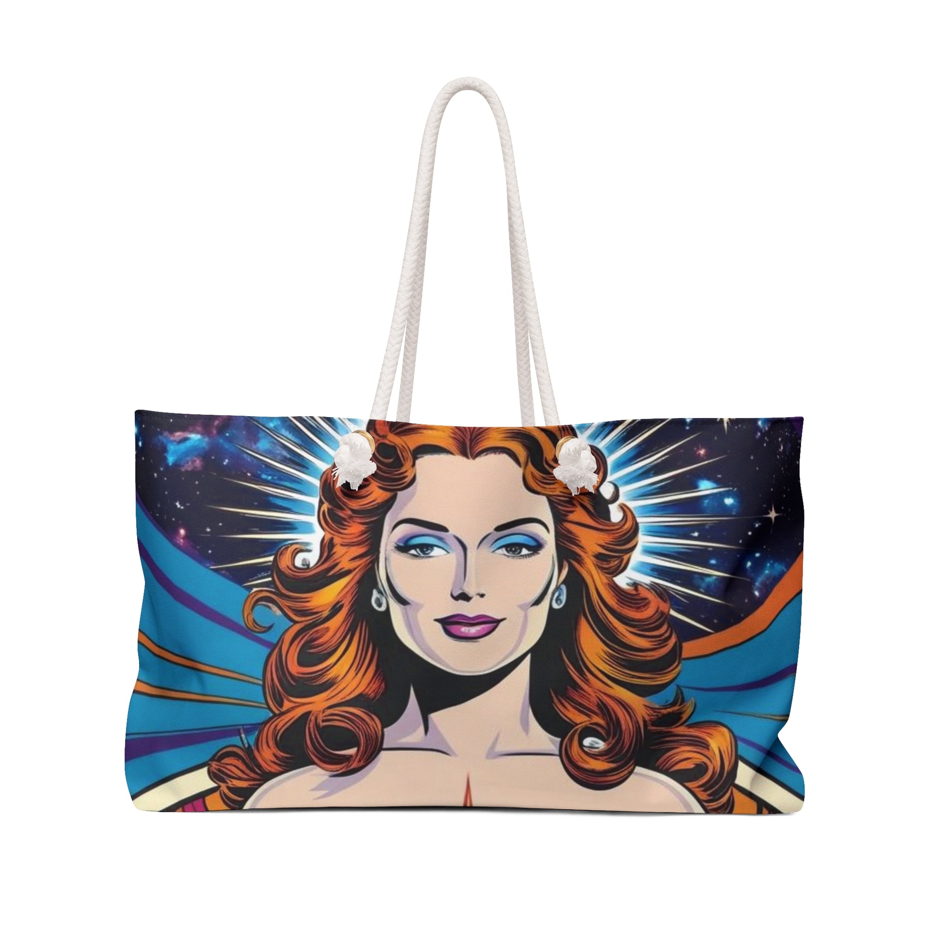 Vibrant Cosmic Pop Art Weekender Bag, Handbag, Travel Tote, Pool Bag, Beach Bag, Astrology Gift, Boho Chic, Carryall Carry-On Tote