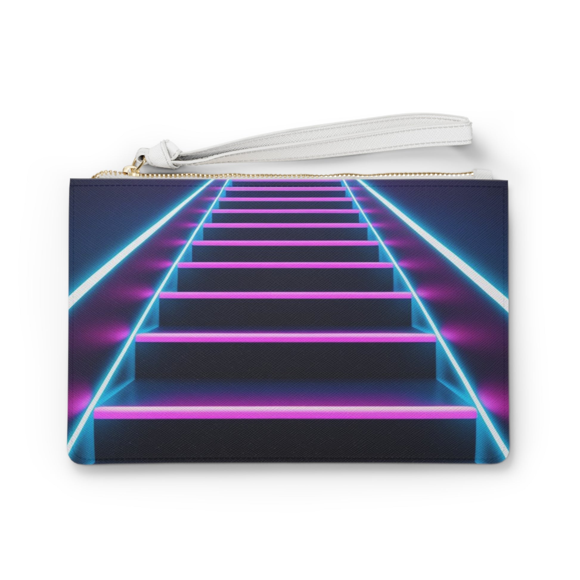 Enchanting Clutch Bag with Neon Staircase and Lotus Designs, Perfect for Nights Out, Parties, and Everyday Chic