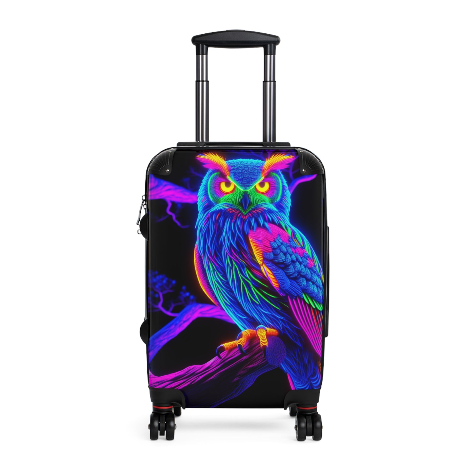 Neon Owl Suitcase, Colorful Luggage, Travel Bag, Owl Design, Unique Travel Gift, Animal Adventure Gear