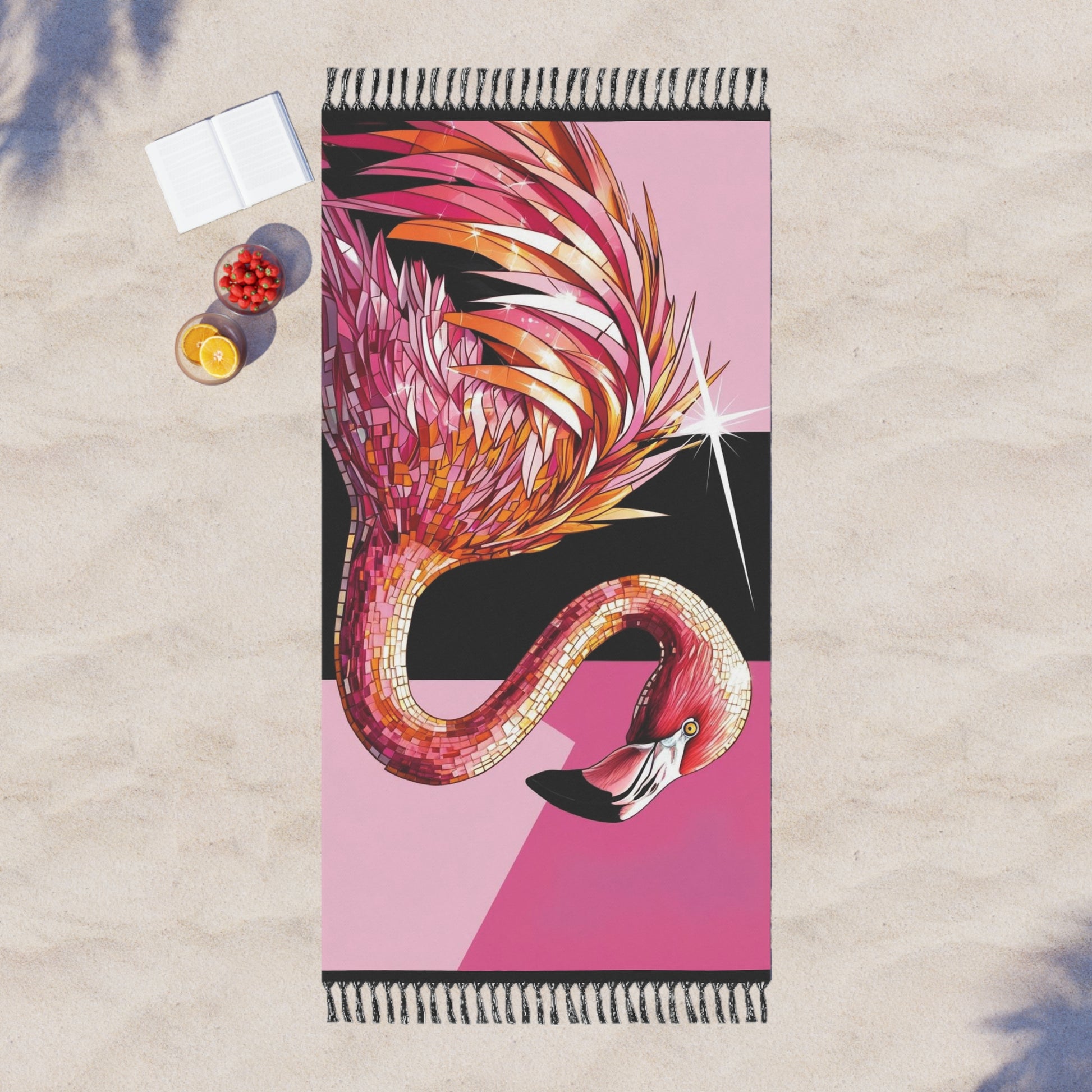 Beach Towel, Stylish Flamingo Boho Beach Towel, Tapestry, Summer Towel, Beach Blanket, Picnic Mat, Boho Decor, Gift for Her