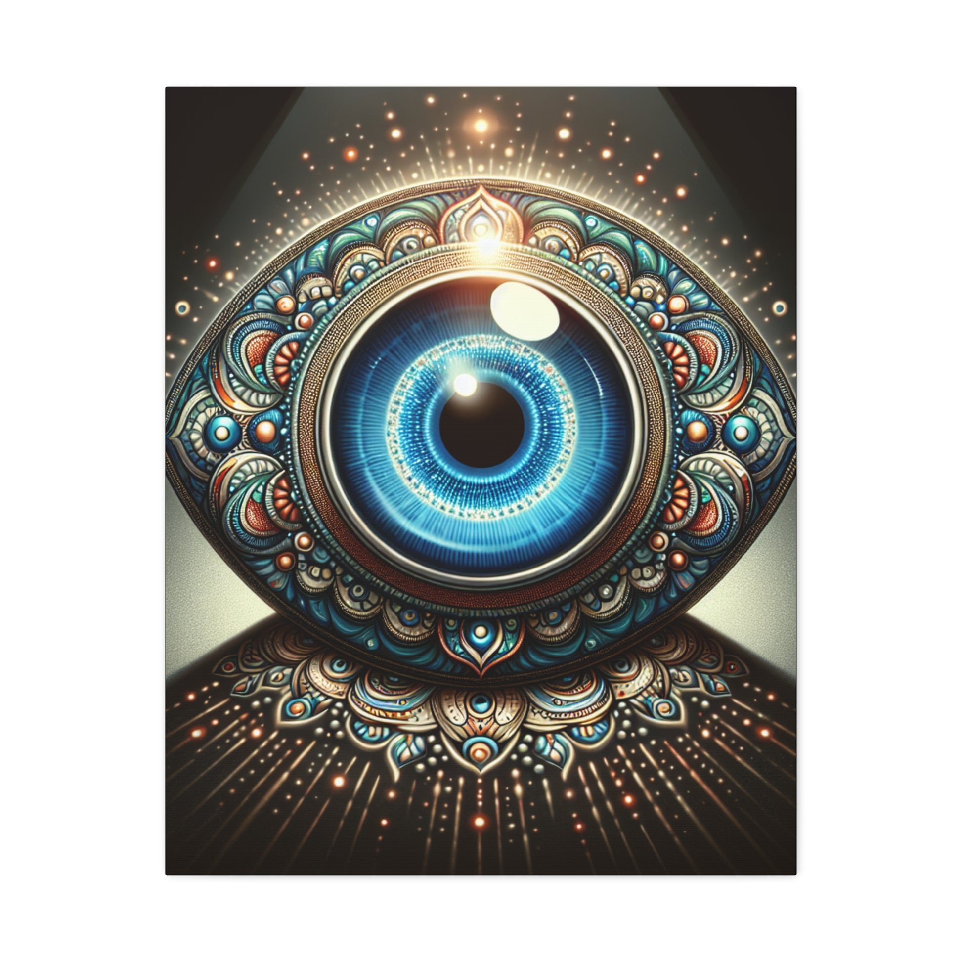 Mystical Eye Stretched Canvas Art, Boho Wall Decor, Ethereal Home Decor, Unique Gift for Art Lovers, Spiritual Wall Art