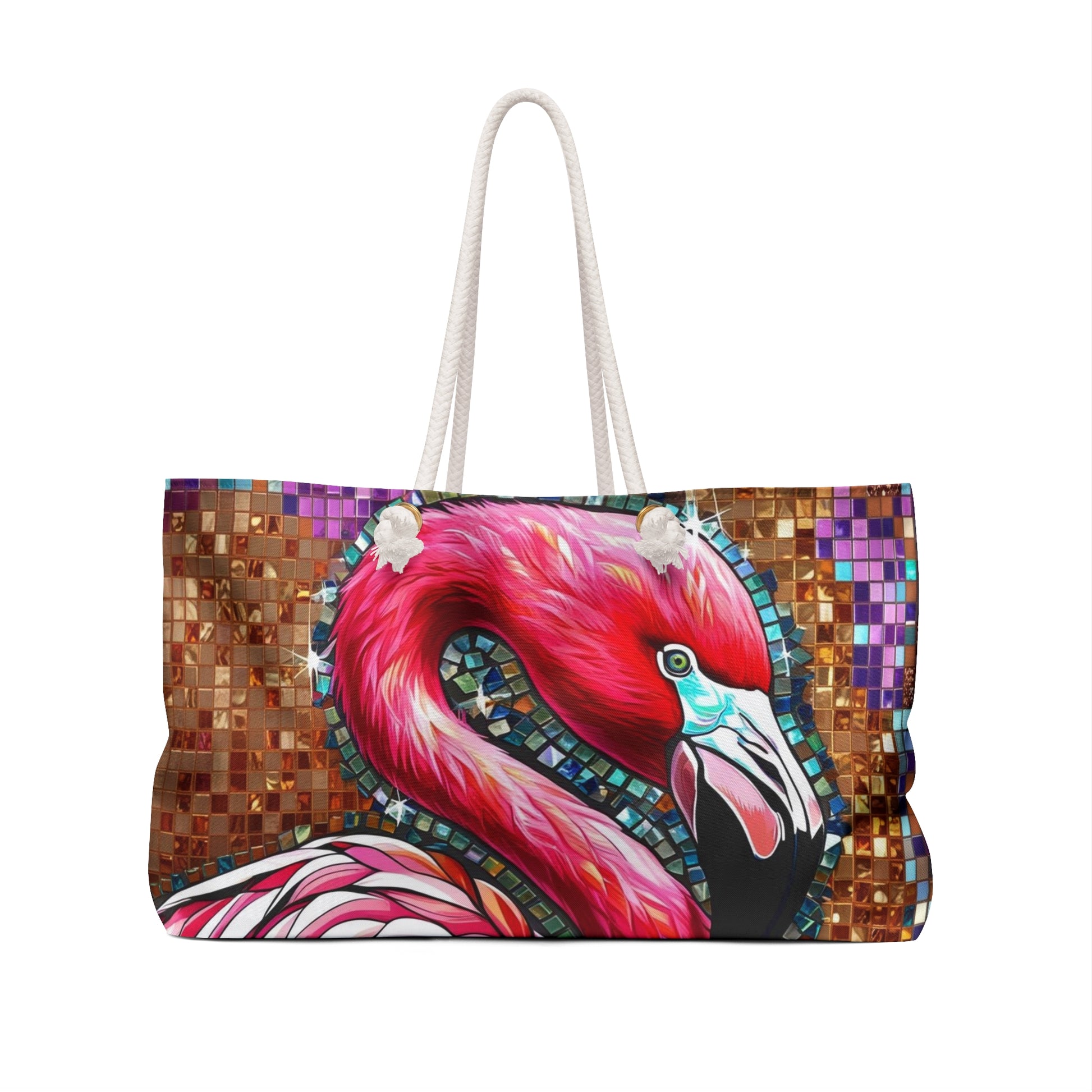 Colorful Flamingo Weekender Bag | Travel Tote, Beach Bag, Overnight Bag, Vacation Essentials, Carry All Carry-On Stylish Accessory