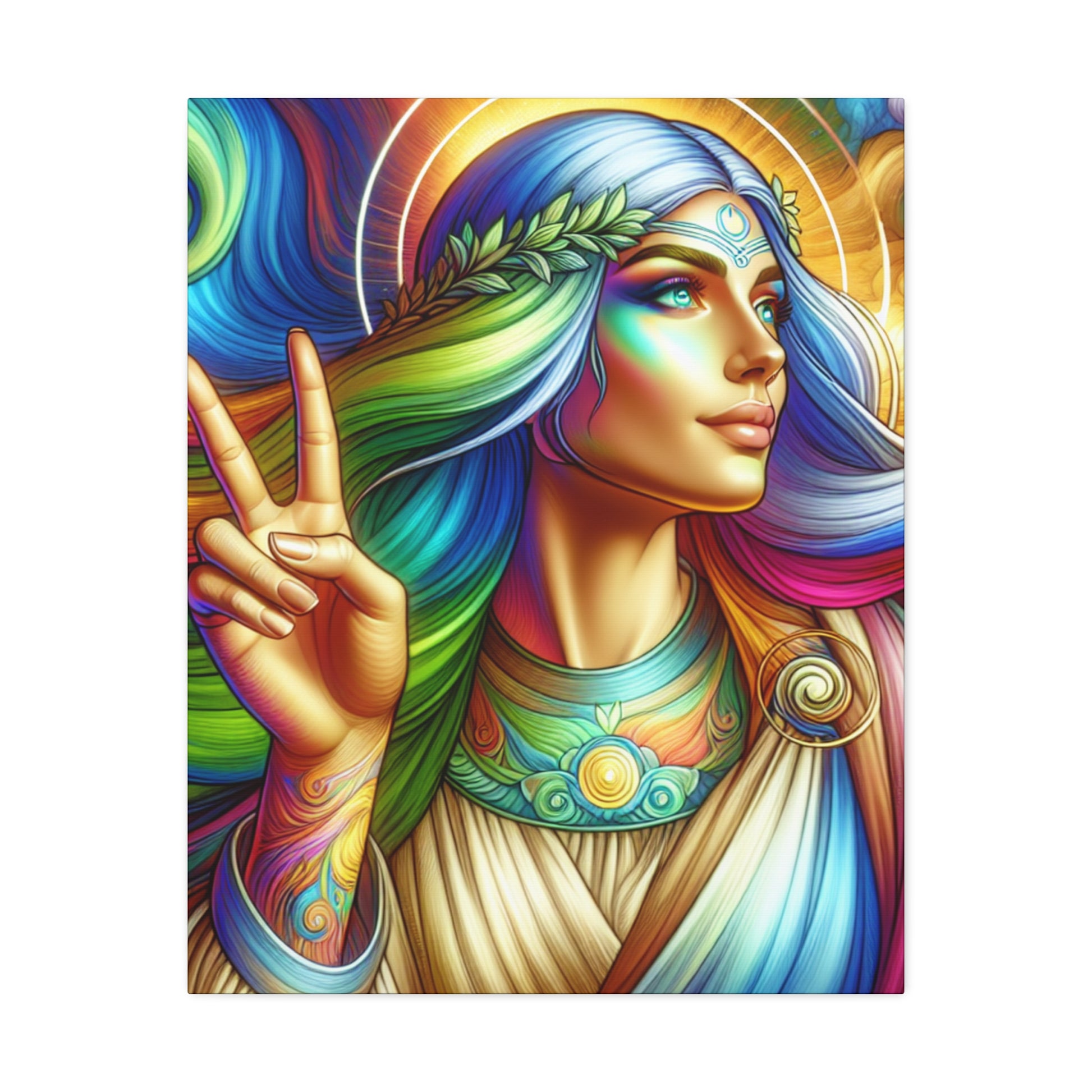 Colorful Peaceful Spirit Stretched Canvas Art - Vibrant Home Decor, Boho Wall Art, Unique Gift, Colorful Art Print, Spiritual Wall Art