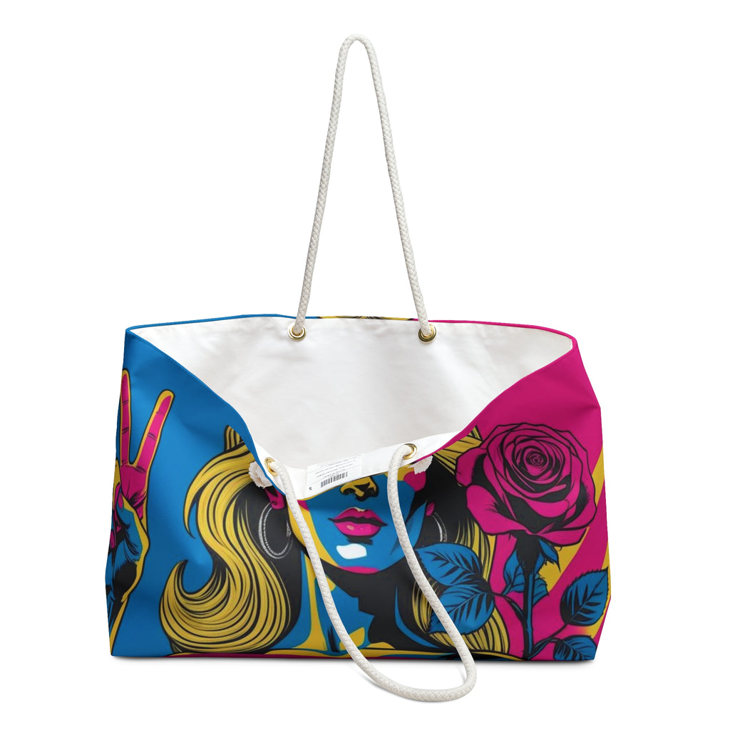 Vibrant Pop Art Weekender Bag, Stylish Travel Tote, Beach Bag, Chic Carryall, Unique Gift for Her, Artsy Weekend Getaway Essential