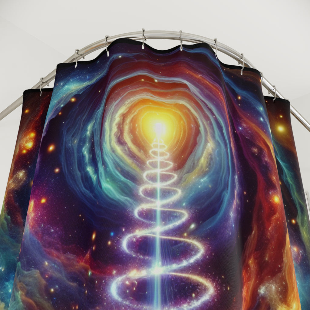 Galactic Divine Kundalini Shower Curtain, Cosmic Vibe, Free Spirited Bathroom Decor