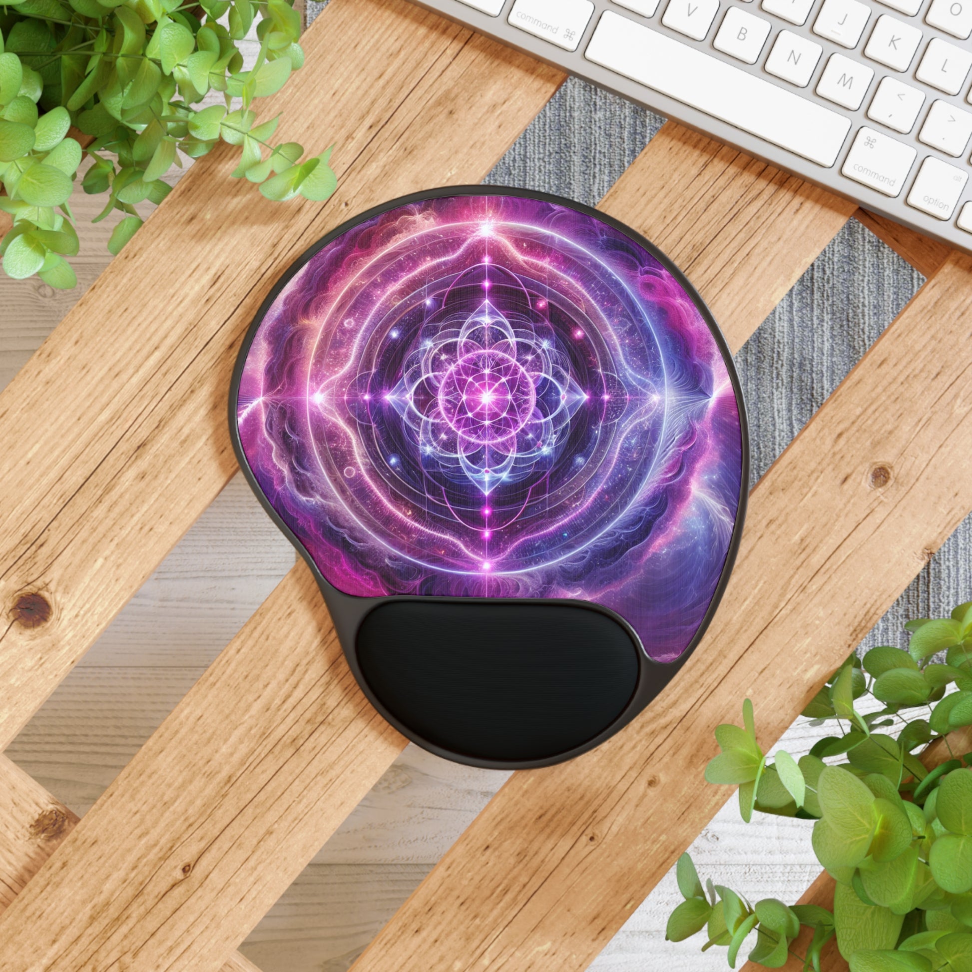 Cosmic Mandala Mouse Pad with Wrist Rest, Gaming Desk Accessory, Office Decor, Gift for Tech Lovers, Ergonomic Design
