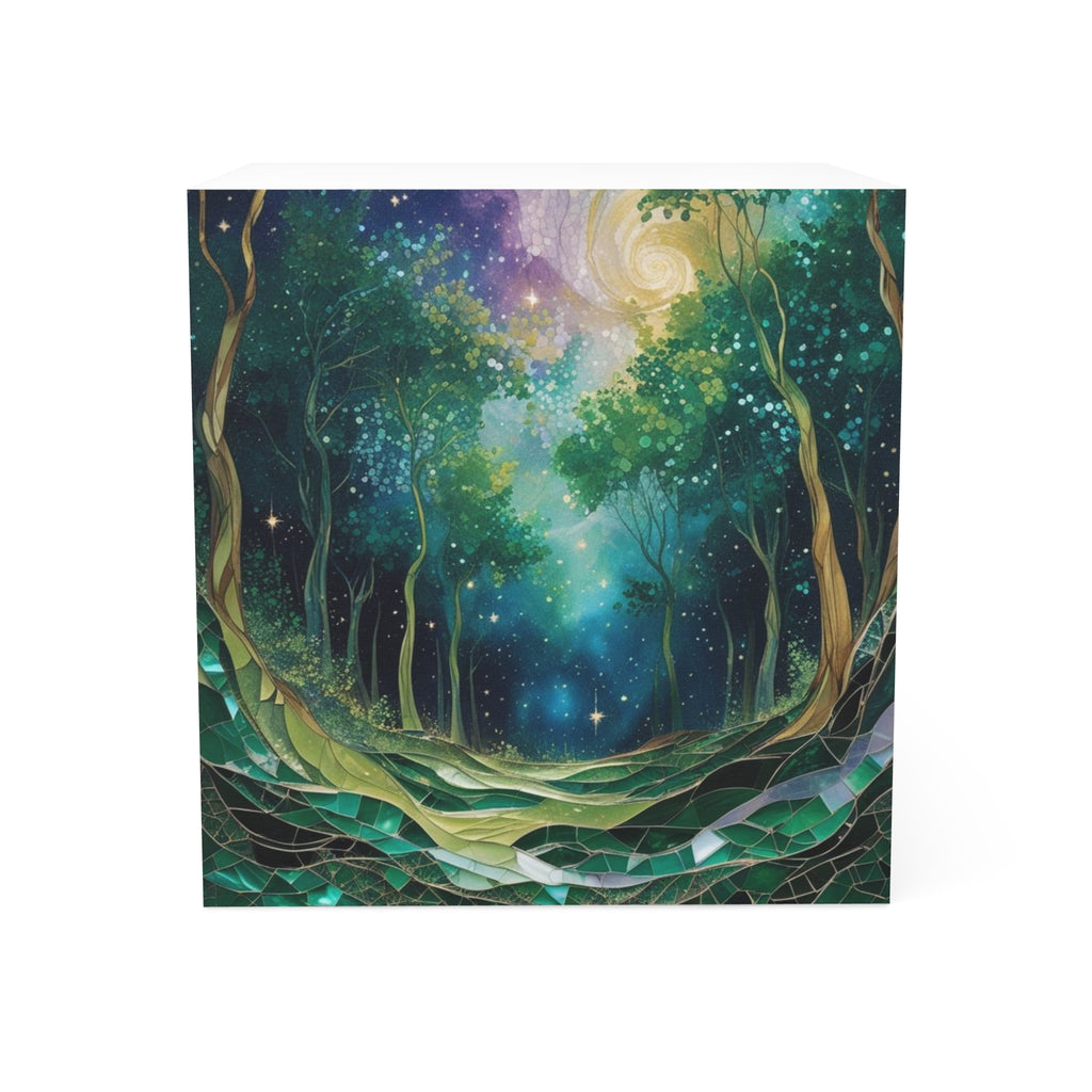 Whimsical Forest Note Cube, Notepad Holder, Desk Accessory, Gift for Nature Lovers, Home Office Decor, Eco-Friendly Stationery