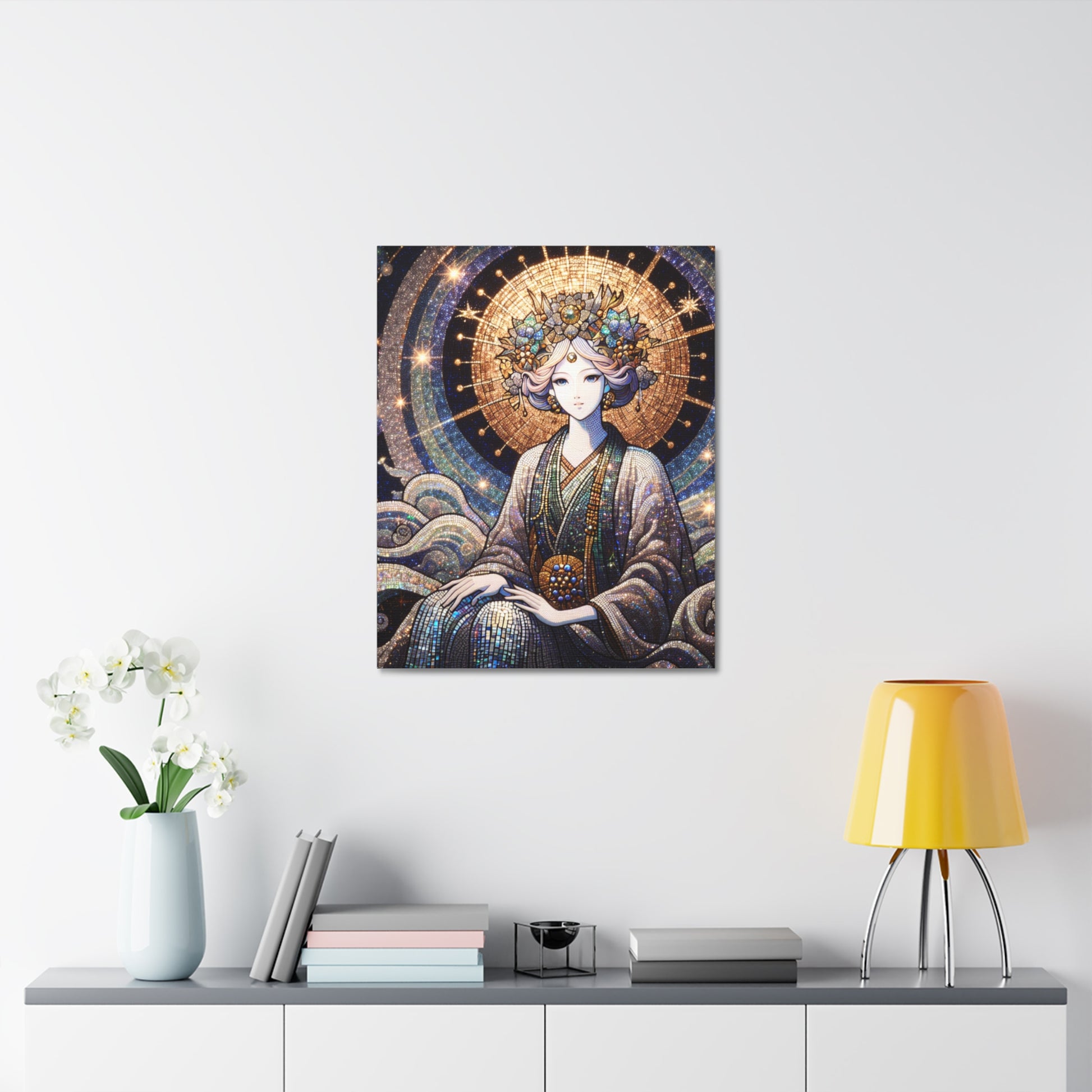 Elegant Stretched Canvas Art Print, Home Decor, Bohemian Wall Art, Gift for Art Lovers, Living Room Decoration